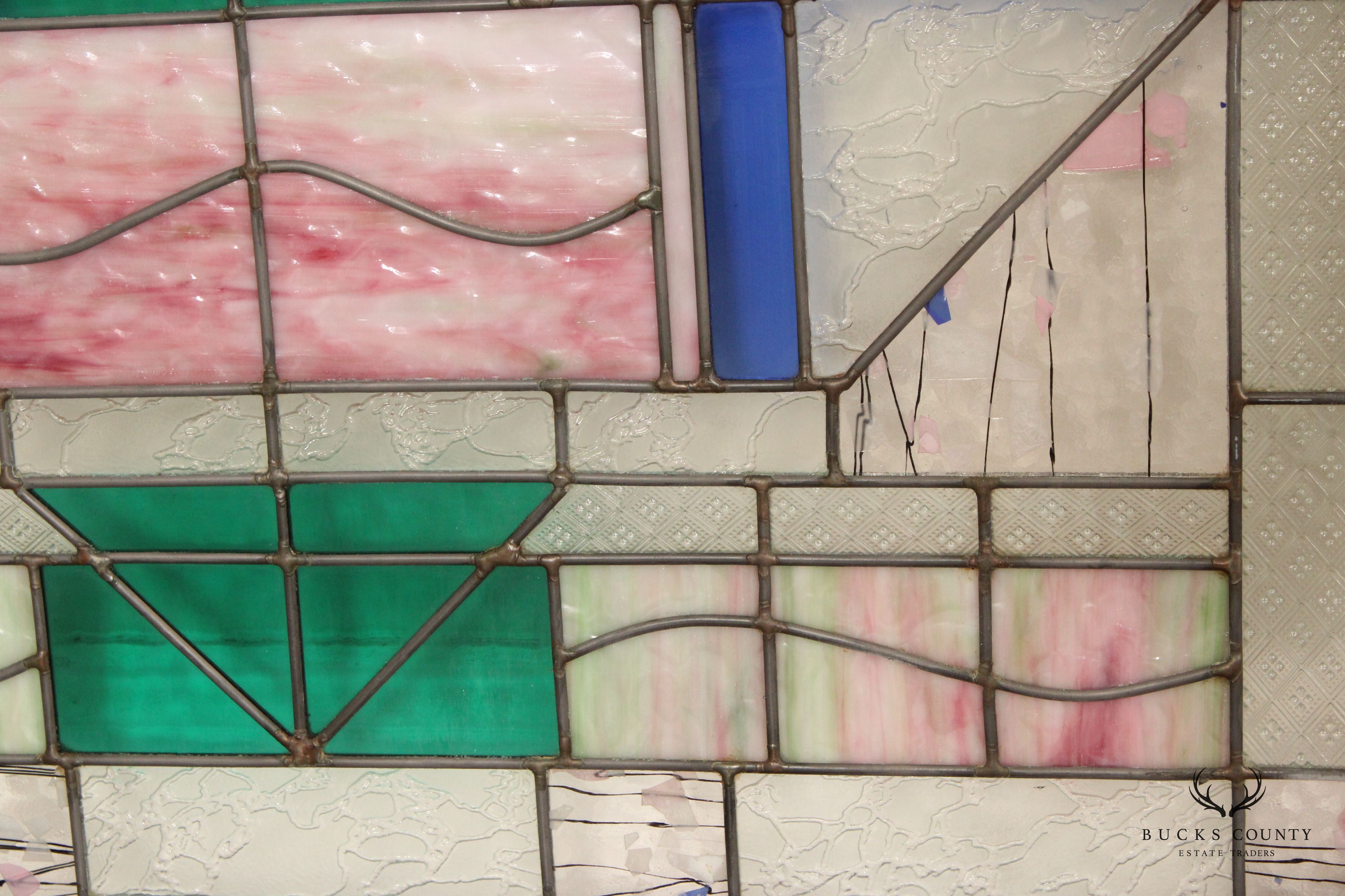 Arts and Crafts Style Stained Glass Panel or Transom