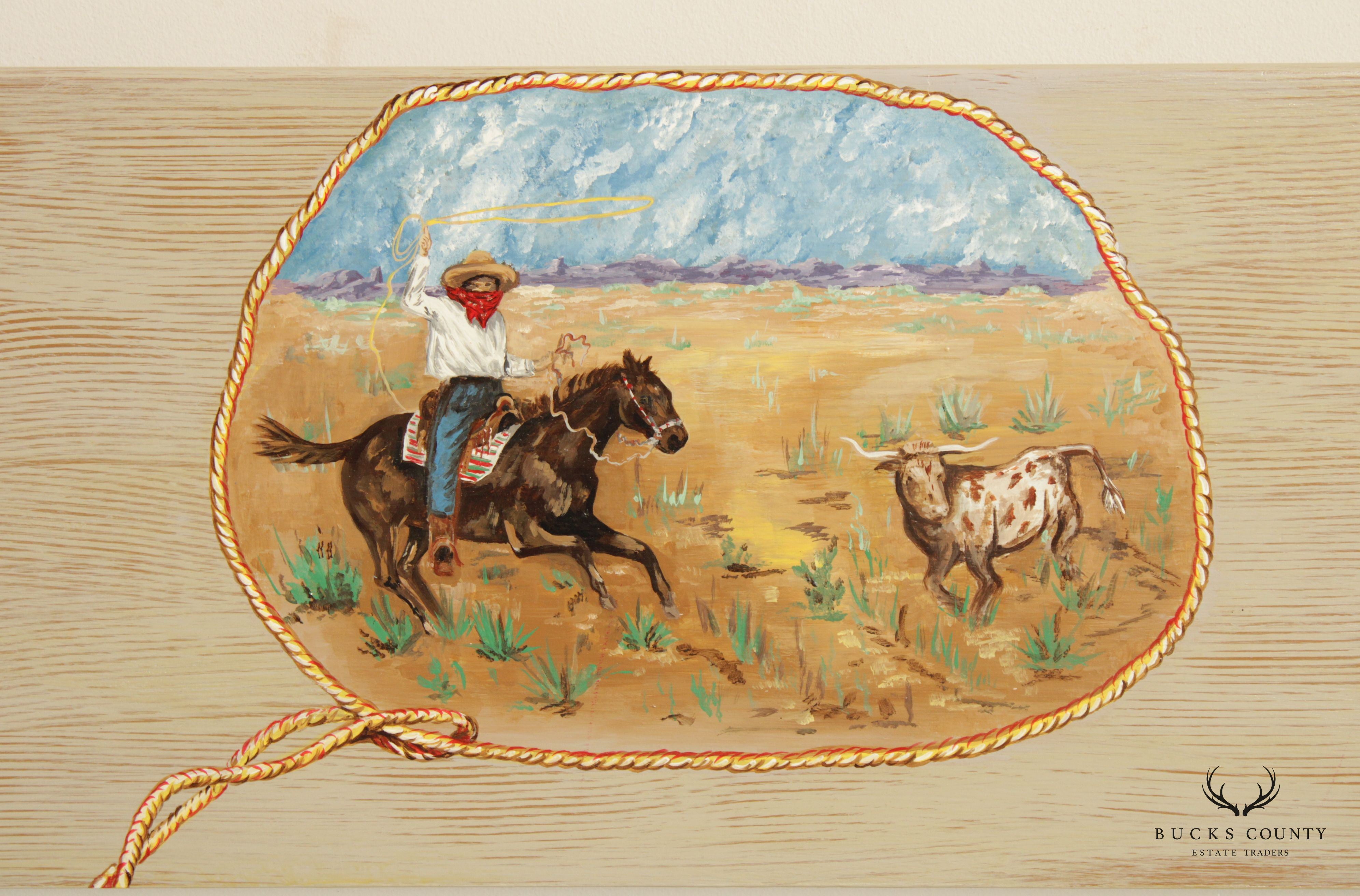 Western Style Custom Hand-Painted Full Size Bed Frame