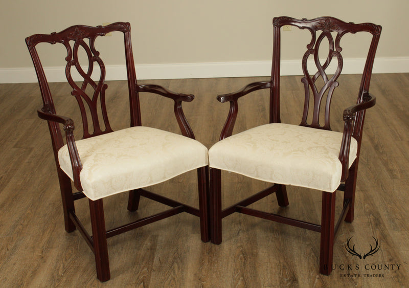 Kindel Chippendale Style Pair Mahogany Armchairs
