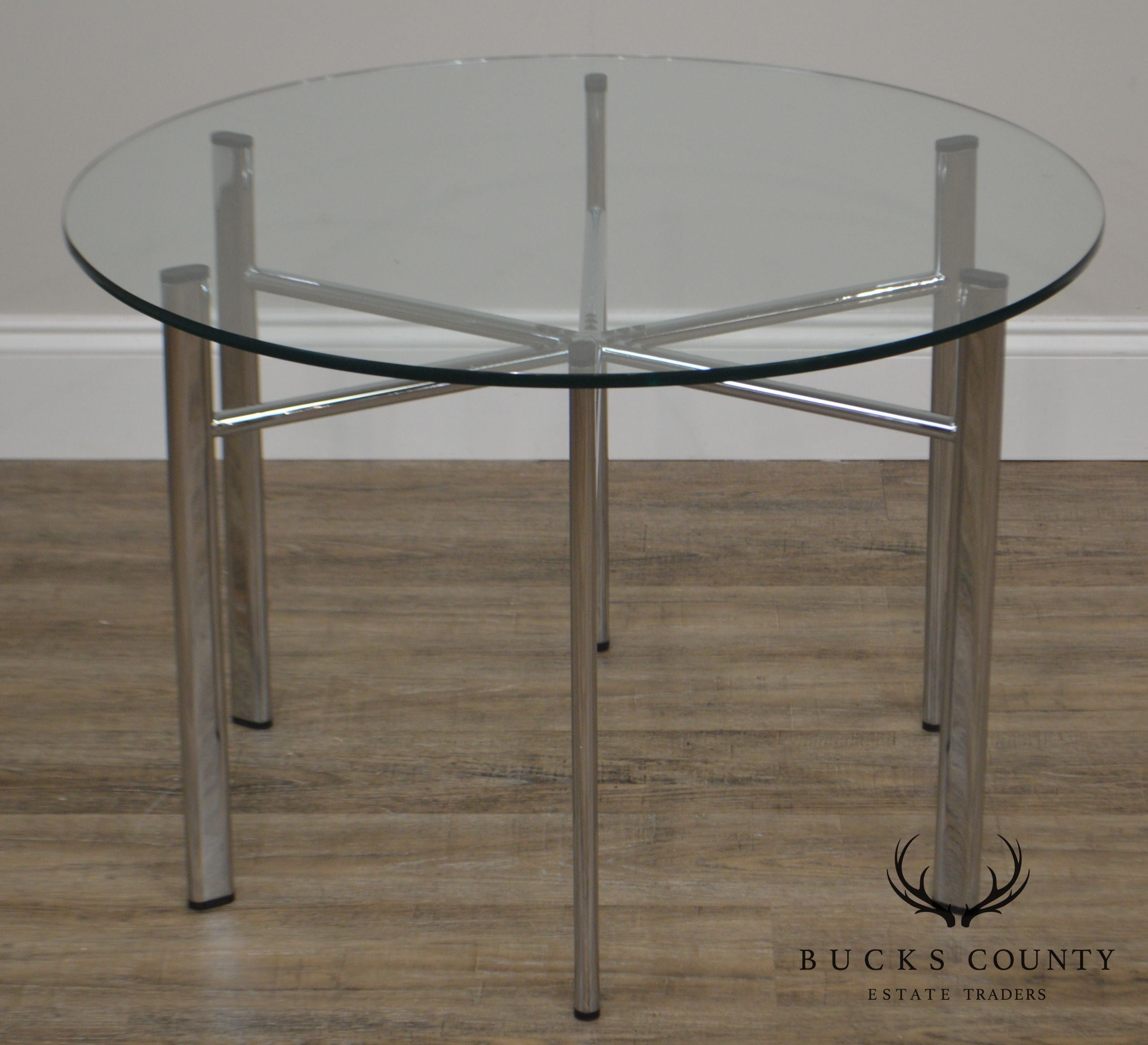 Round Glass Top Side Table w/ Chrome Base