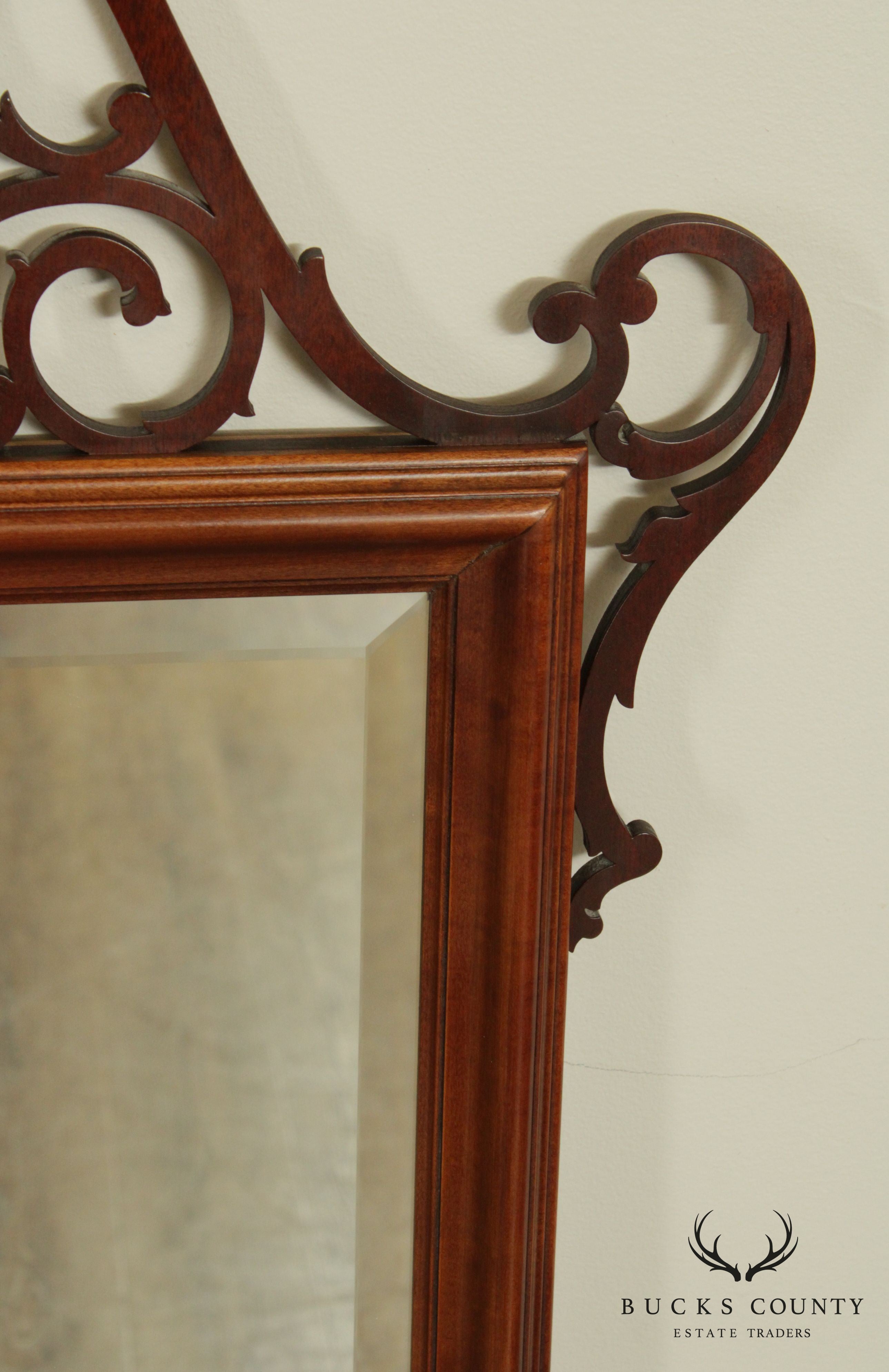 Chippendale Style Mahogany Pierced Fretwork Carved Wall Mirror