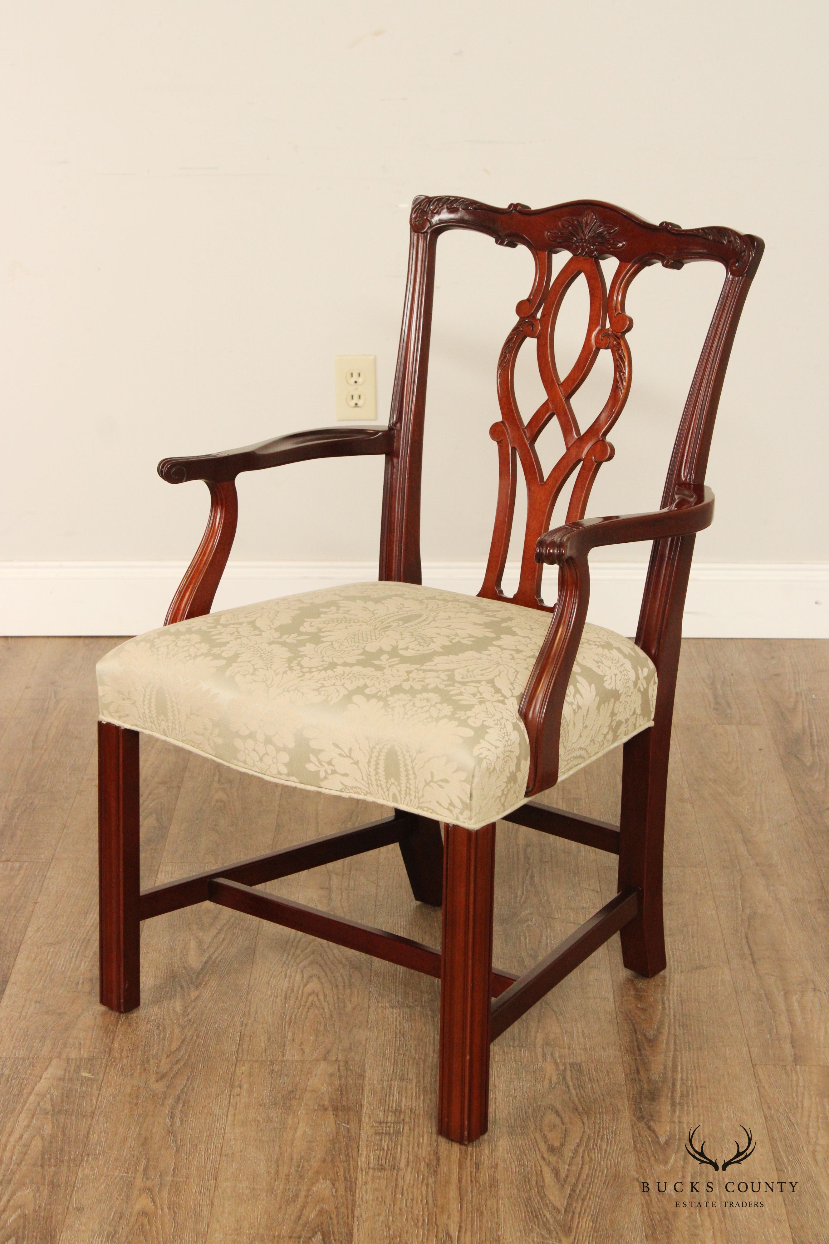 Kindel Chippendale Style Set Six Mahogany Dining Chairs