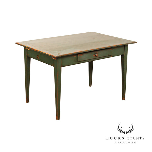 Country Farmhouse Style Custom Quality Painted One-Drawer Writing Desk Or Dining Table