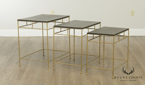 Black and Gold Faux Bamboo Iron Nesting Tables