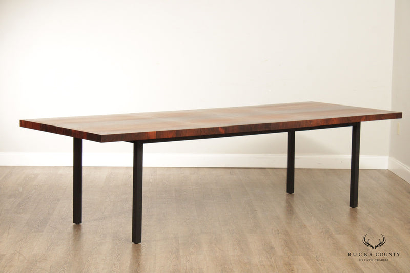 Mid Century Modern Mixed Wood Expandable Dining Table