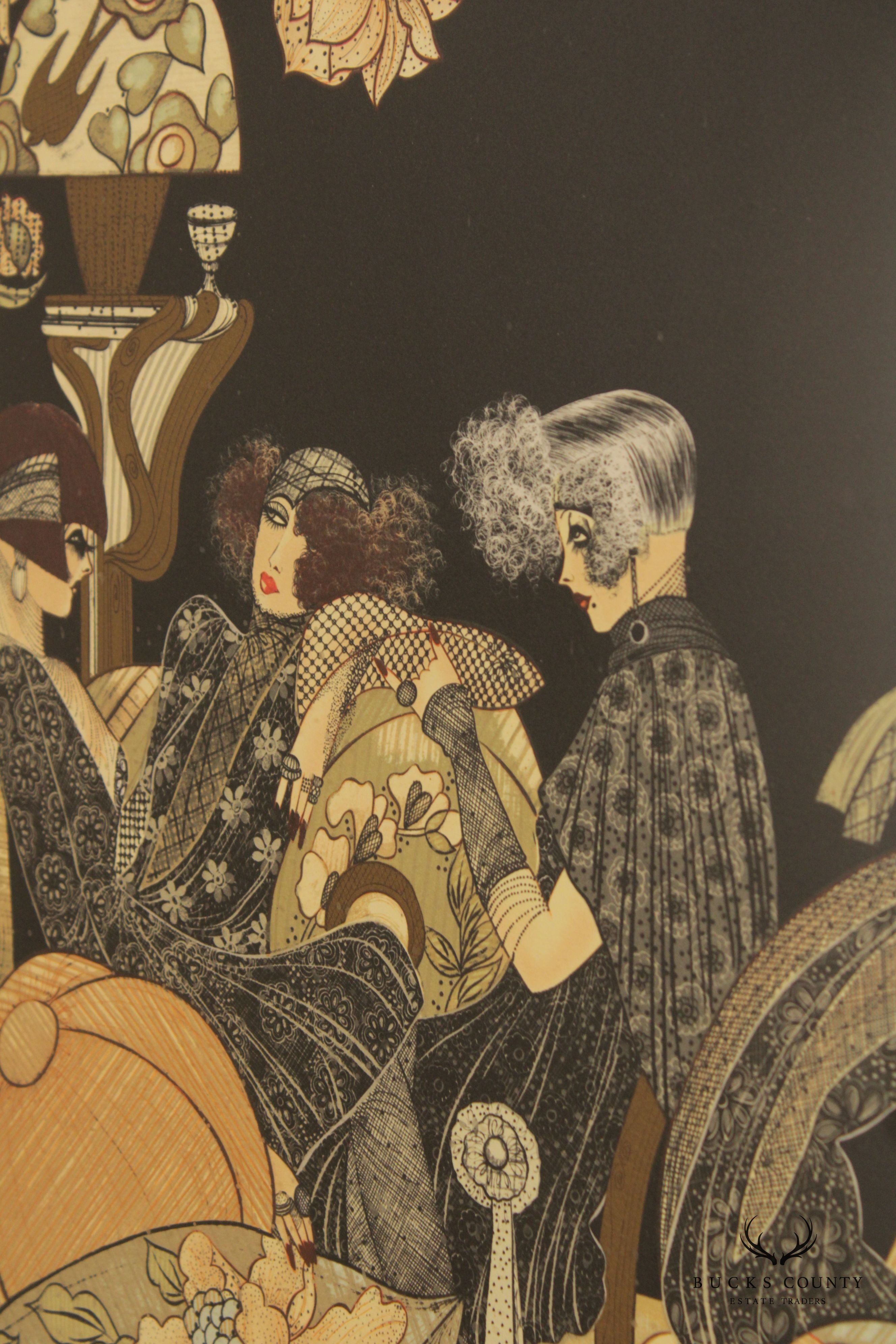 Miriam Dauber Art Deco Dining Club Scene Lithograph