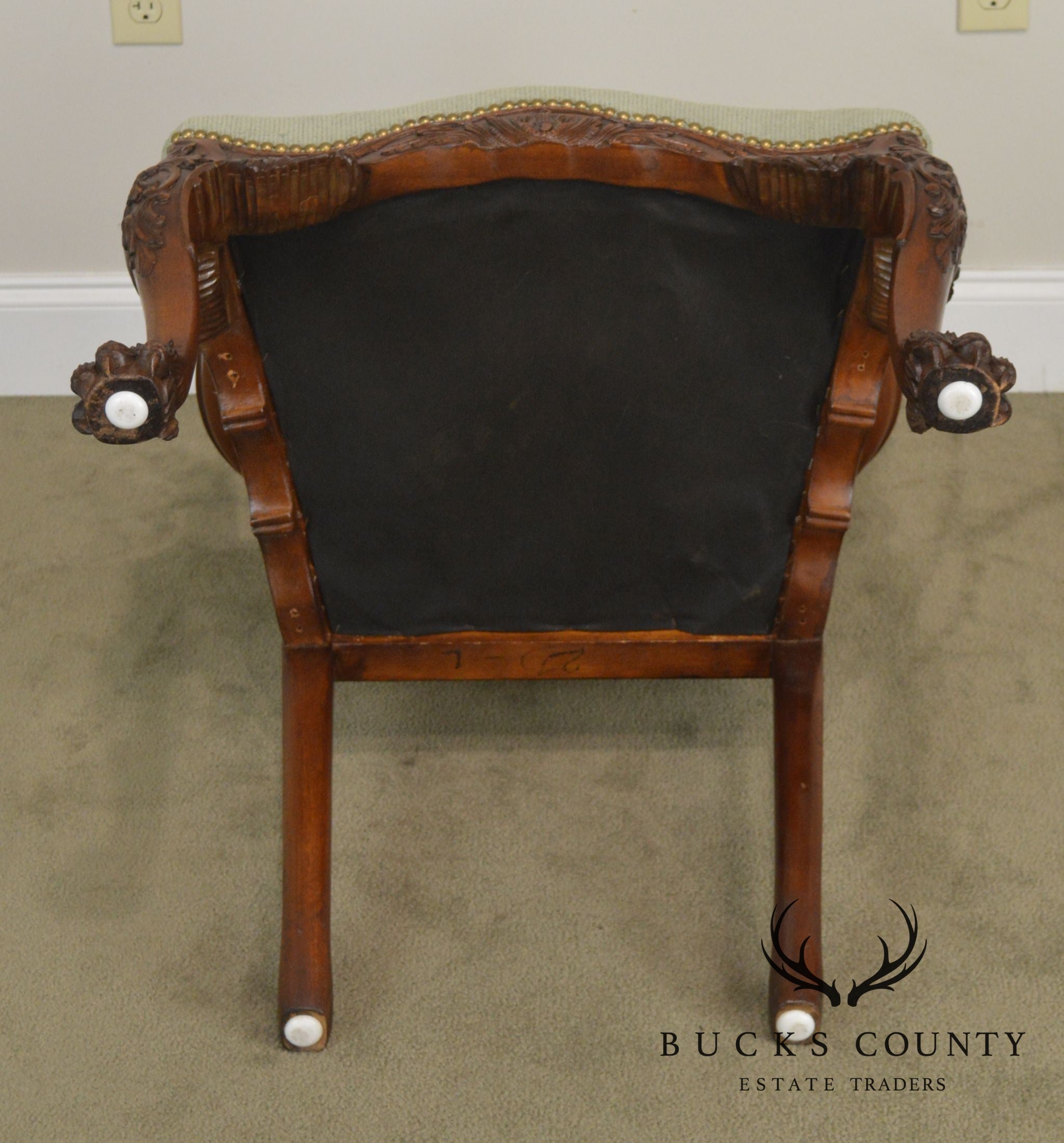 Georgian Style Carved Mahogany Arm Chair with Hariy - Paw Feet