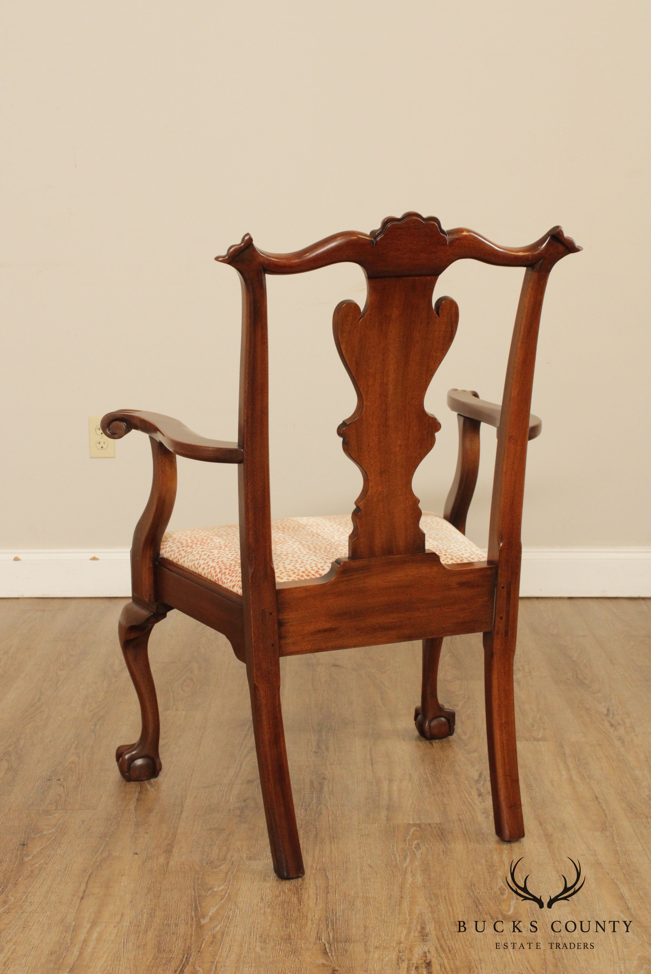 Henkel Harris Chippendale Style Mahogany Ball & Claw Armchair