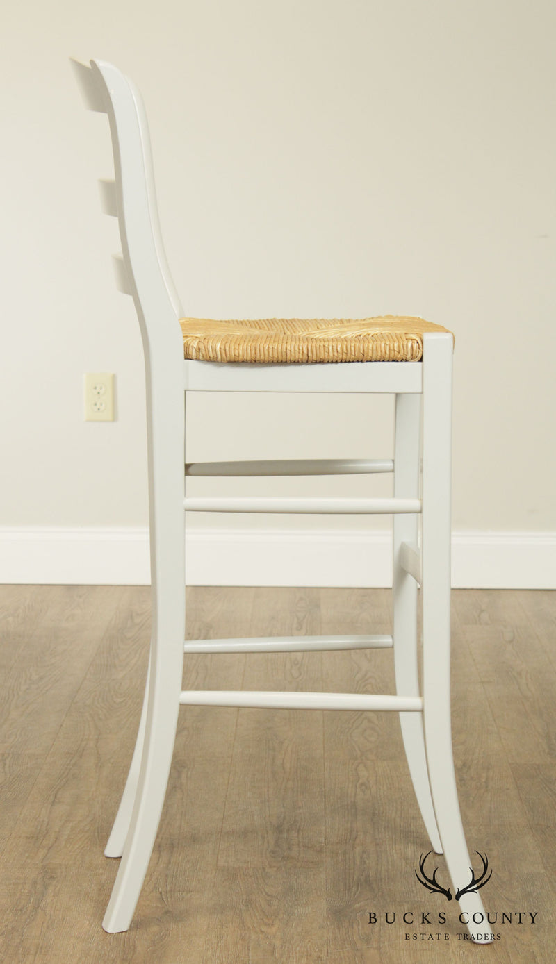 French Country Style Set 5 Painted Rush Seat Barstools