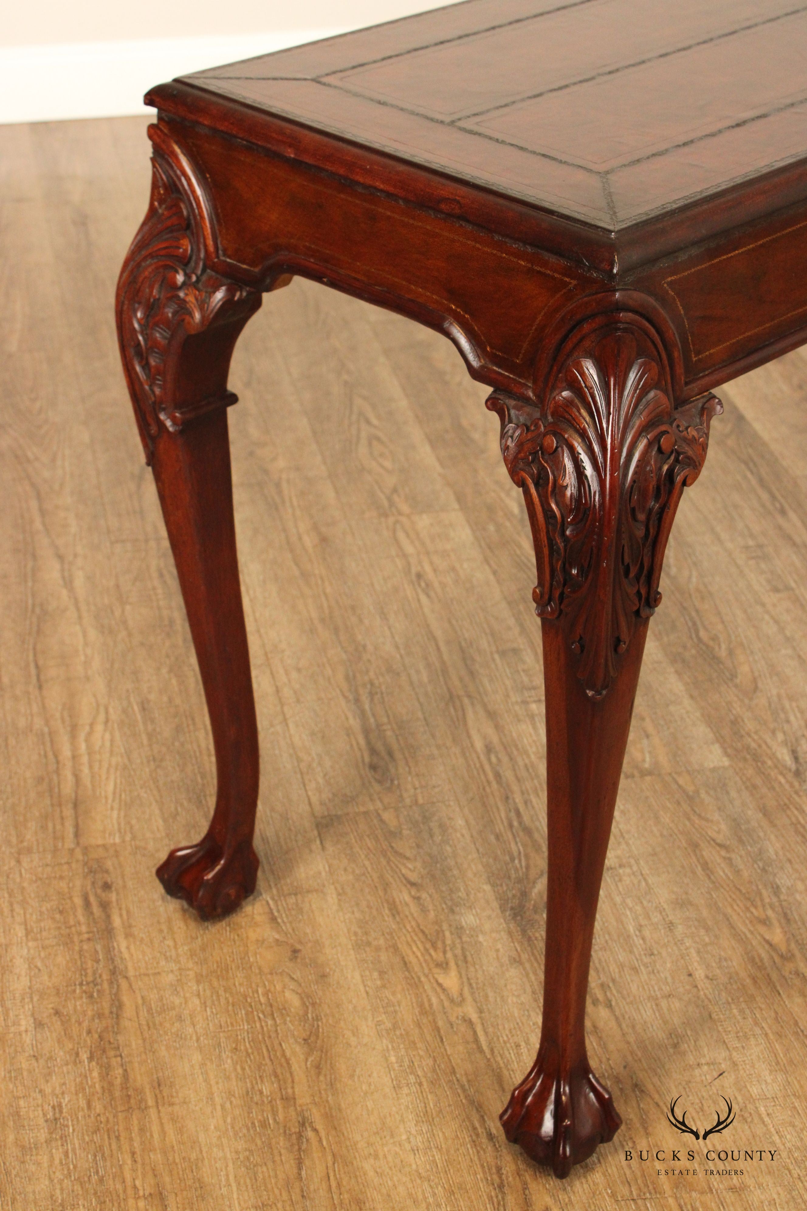 Chippendale Style Carved Mahogany Ball and Claw Foot Console Table