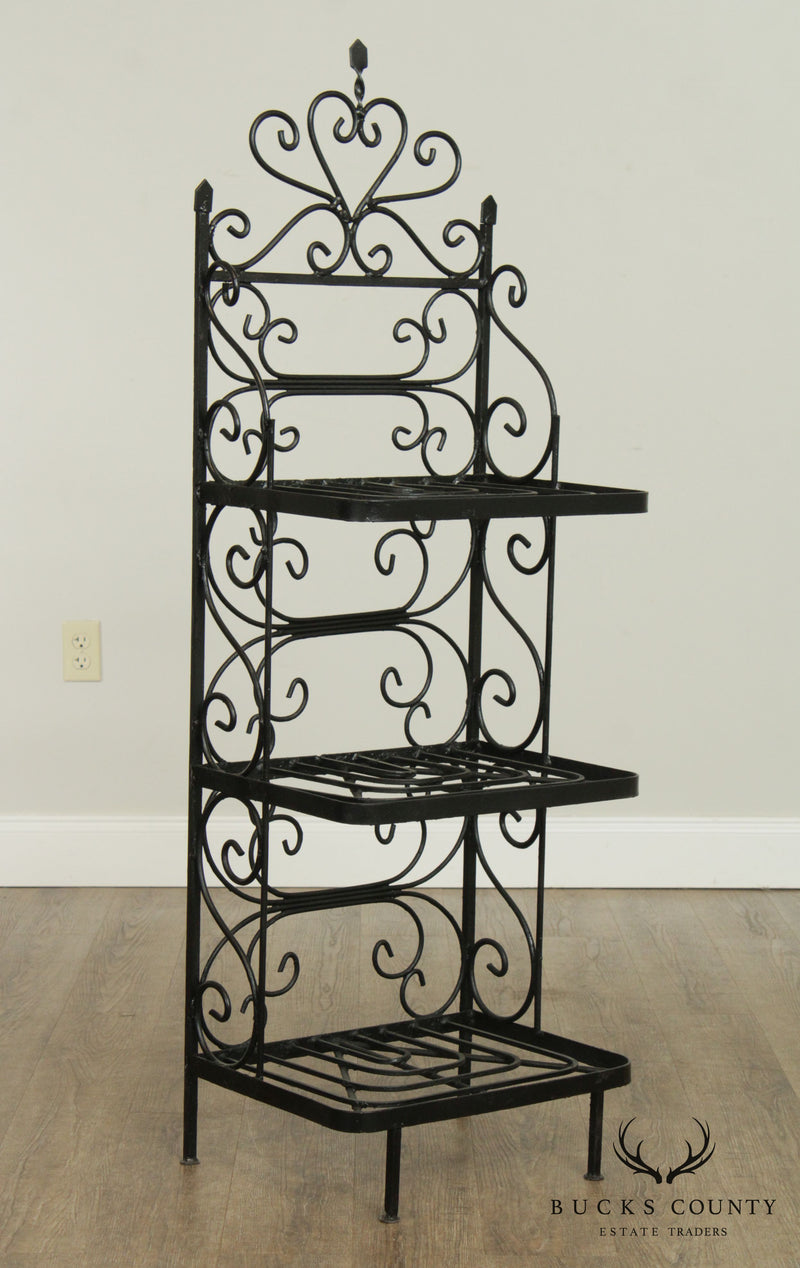 Vintage Antique Iron Plant Stand 3 Tier Scroll Rusty 40”