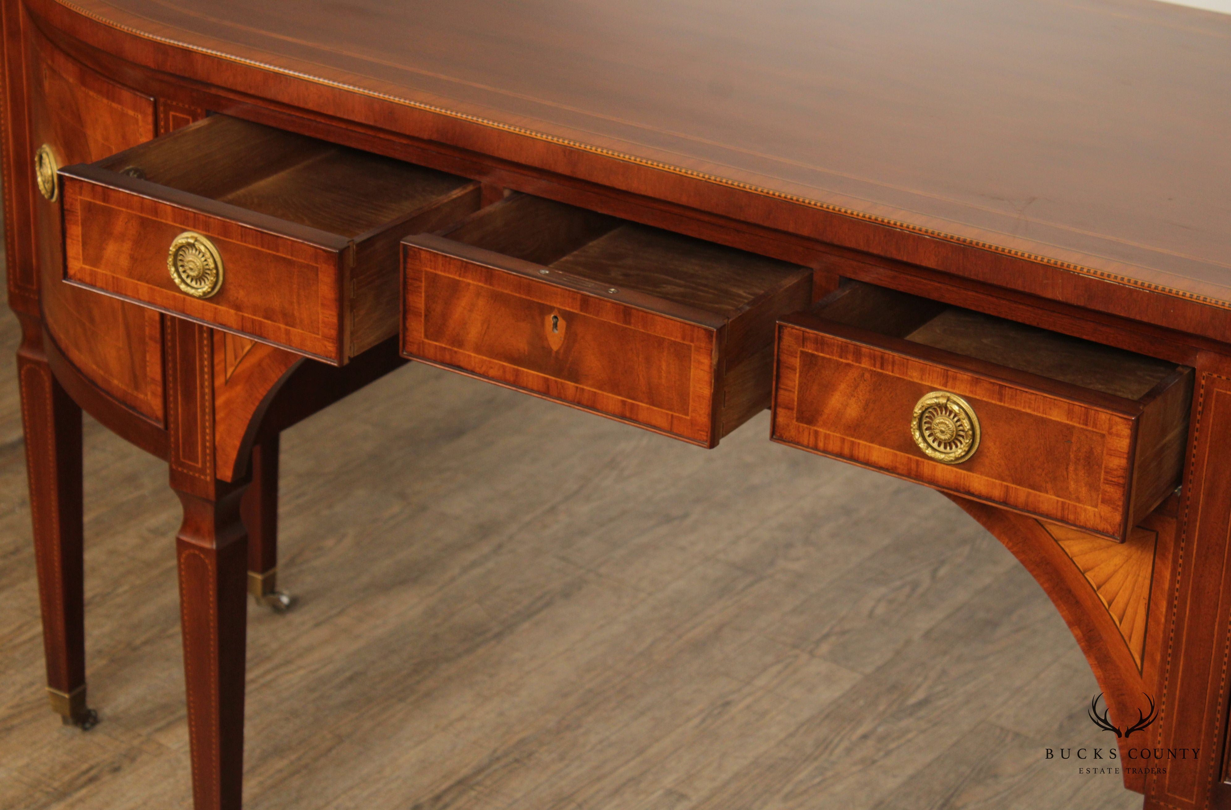 Baker Stately Homes Sheraton Style Mahogany and Satinwood Inlaid Sideboard