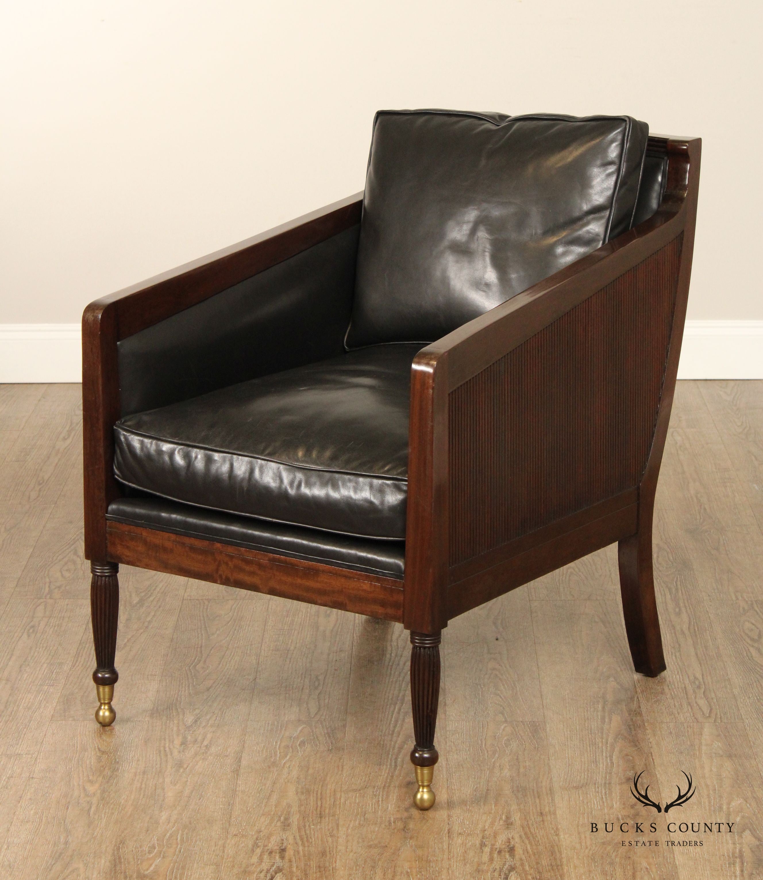 Dessin Fournir 'Nelson' Leather Bergere Lounge Chair