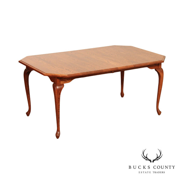 Oak Street Queen Anne Style Solid Oak Extendable Dining Table