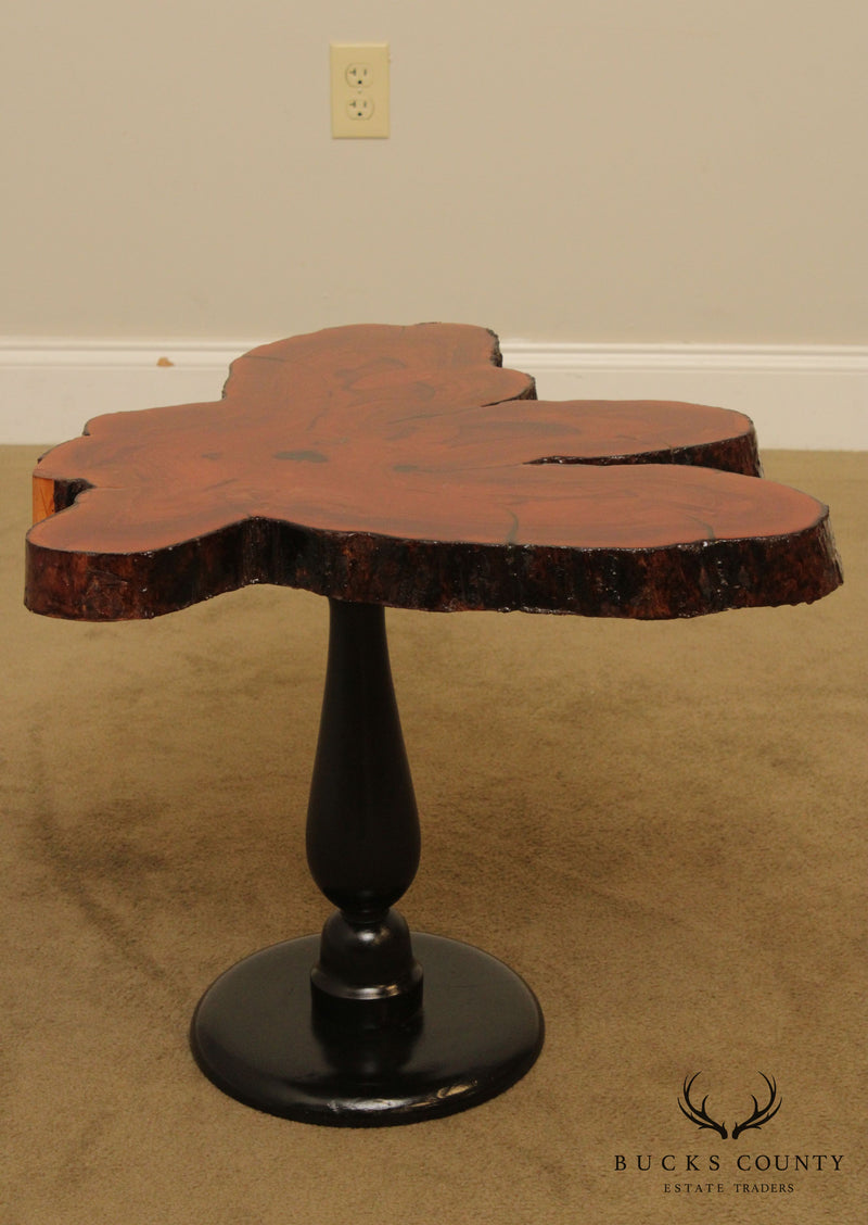 Live Edge Slab Wood Pedestal Side Table