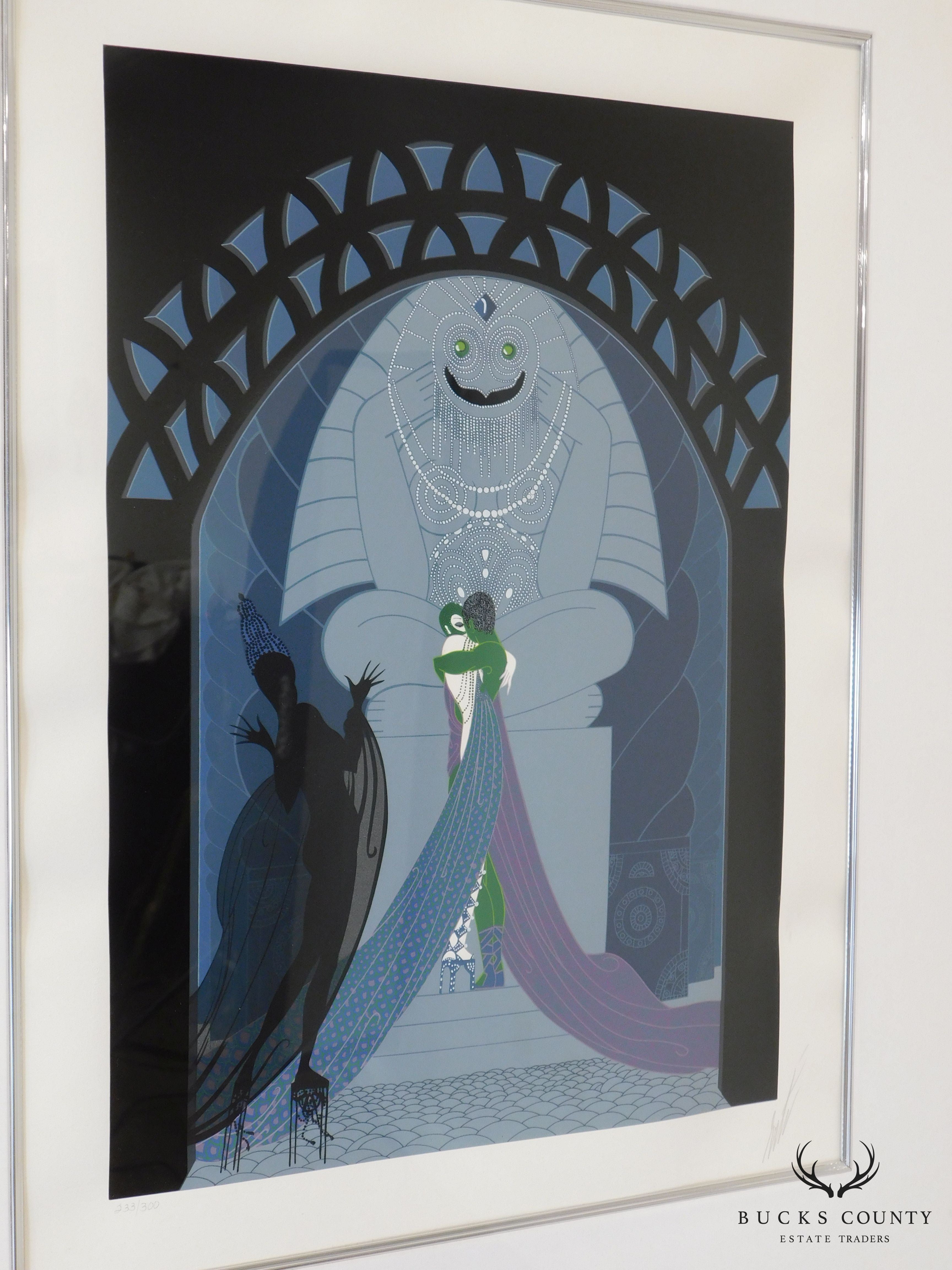 Erté "Lovers and Idol" Signed Framed Serigraph