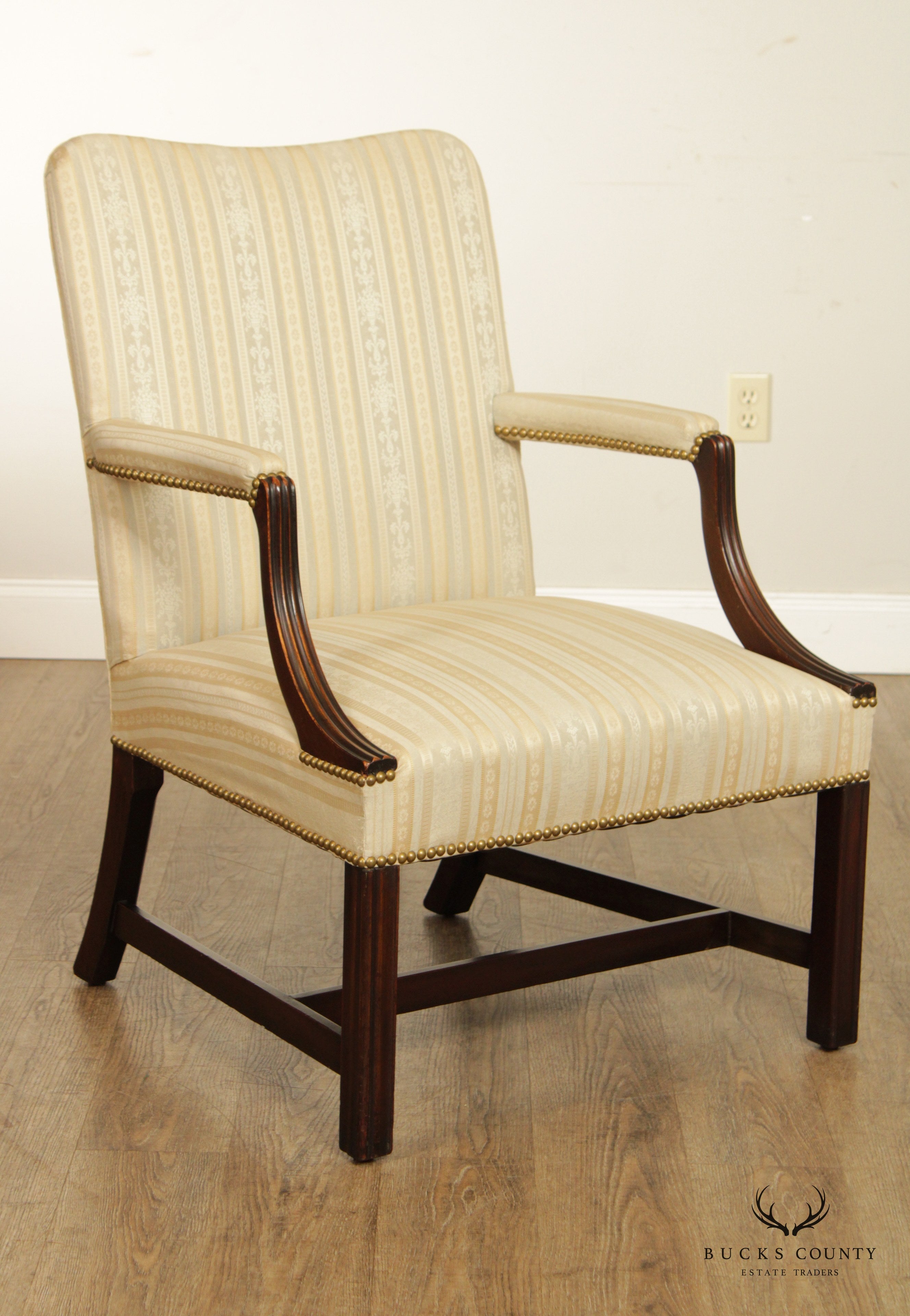 Chippendale Style Vintage Mahogany Frame Armchair