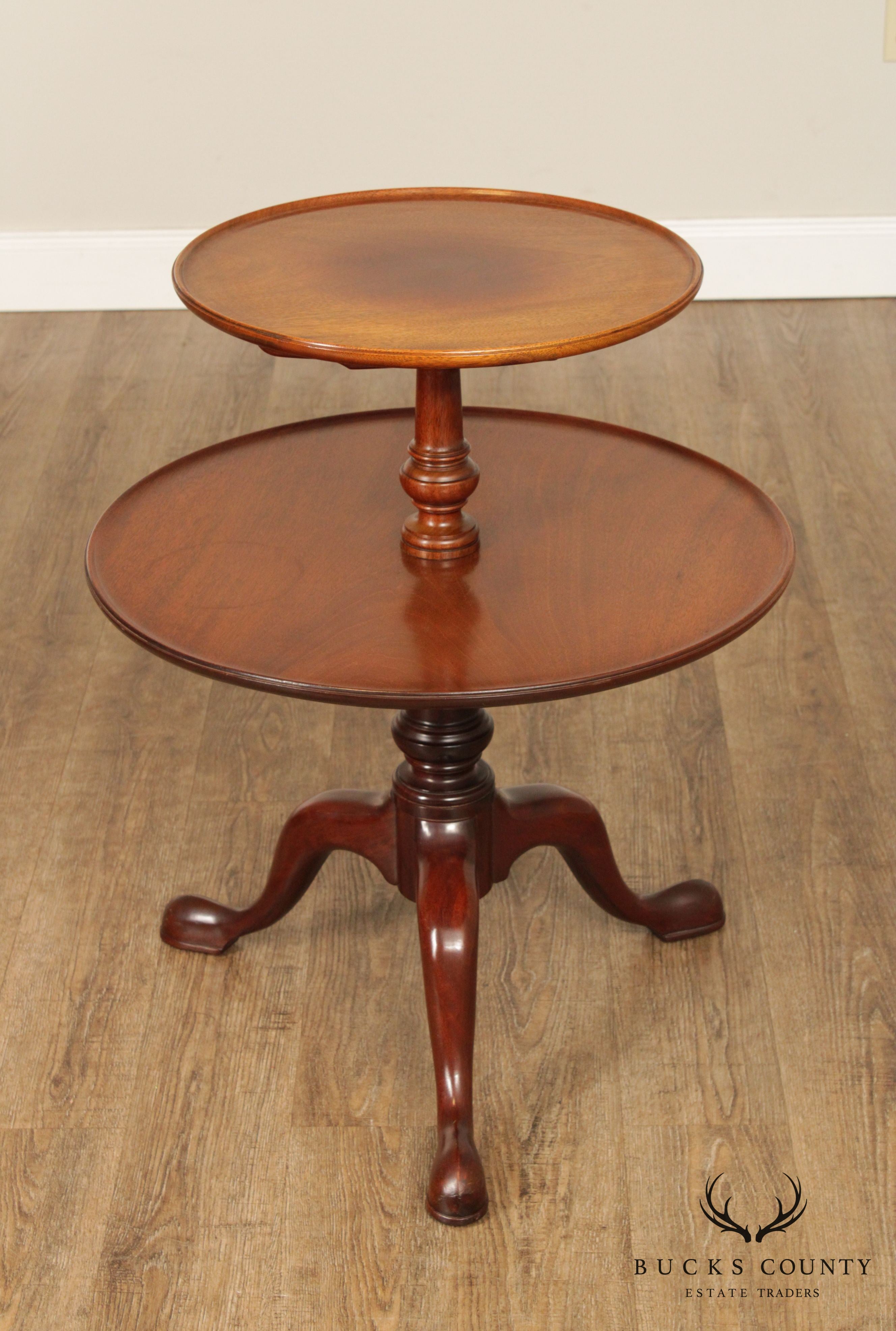 Kittinger Mahogany Queen Anne 2 Tier Dumbwaiter Side Table