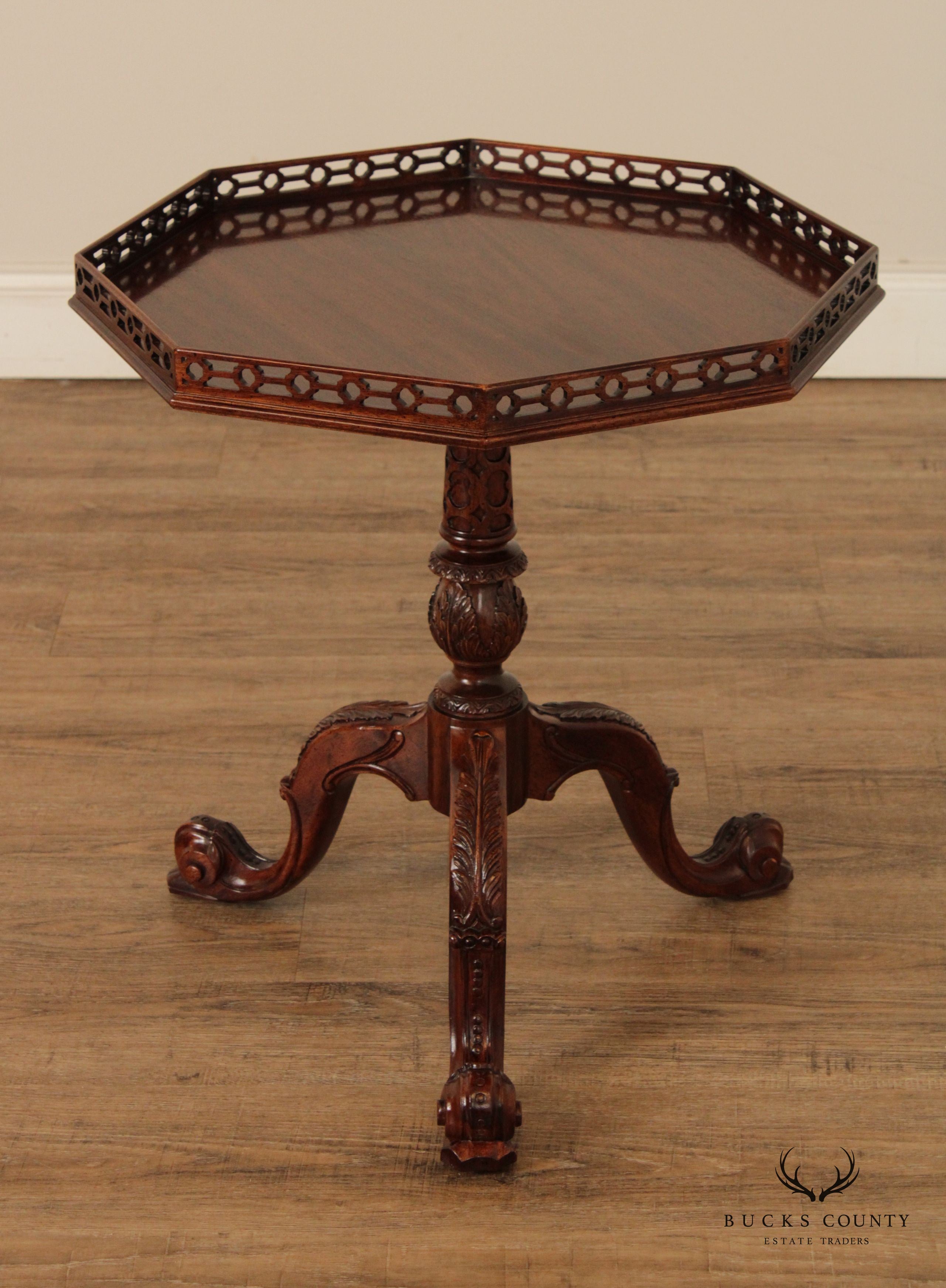 Rococo Style Octagonal Carved Mahogany Side Table