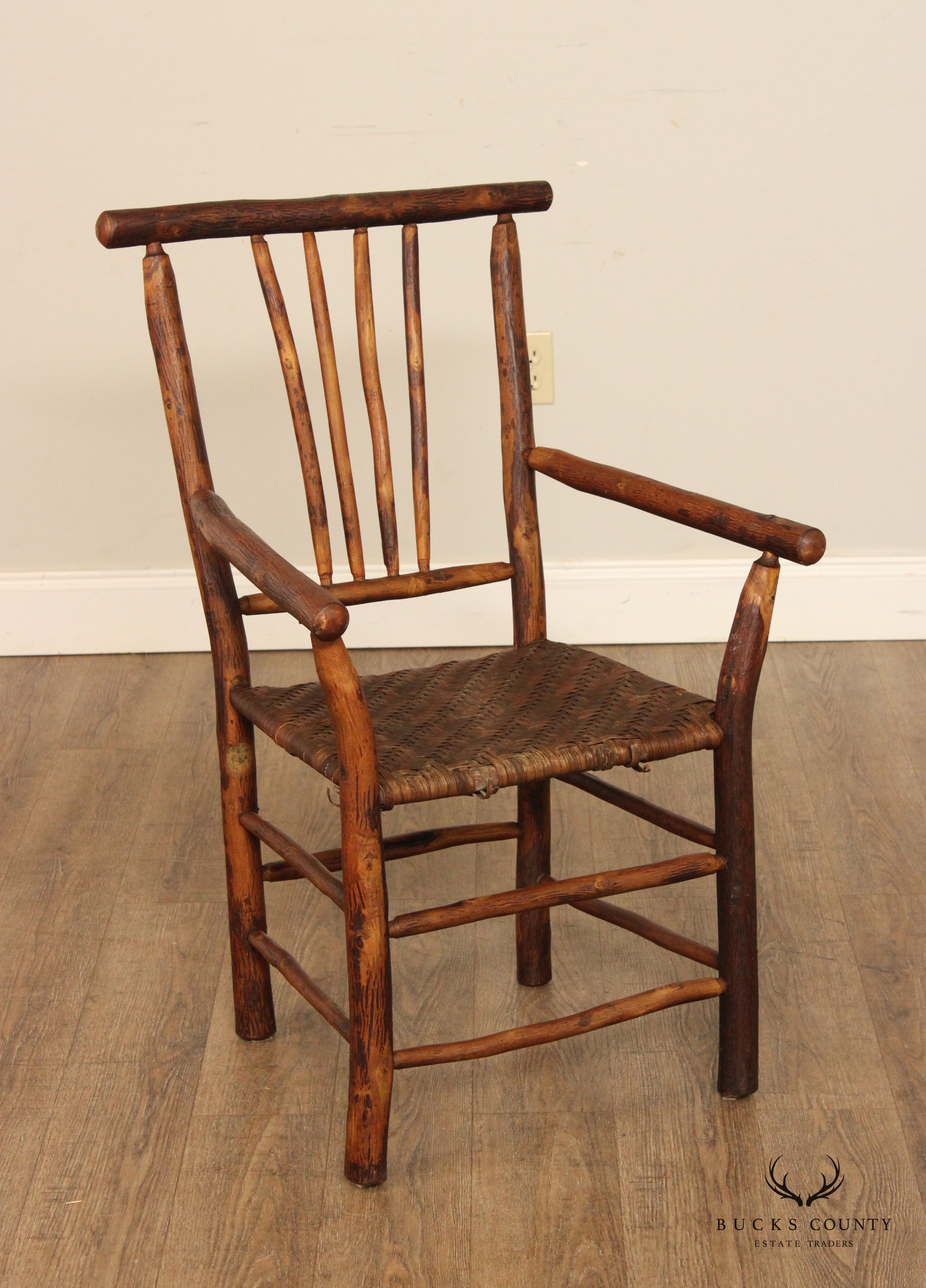 Antique Rustic Hickory Furniture Co  Adirondack Style Armchair