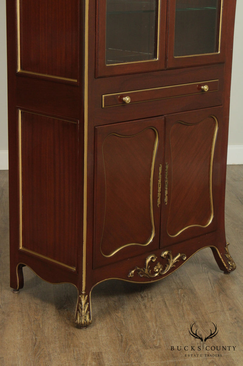 Art Nouveau Style Custom Quality Mahogany & Partial Gilt China Cabinets