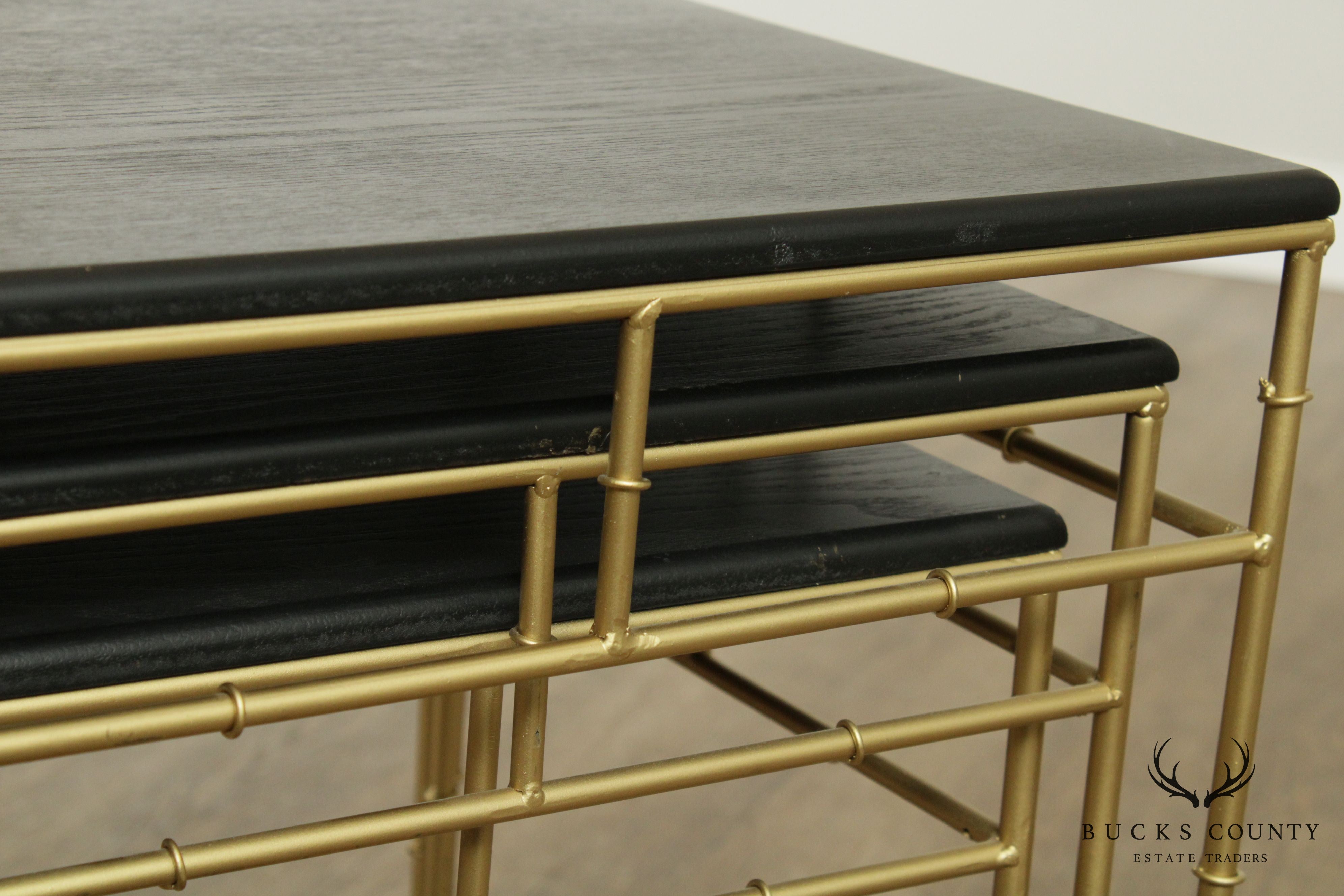 Black and Gold Faux Bamboo Iron Nesting Tables