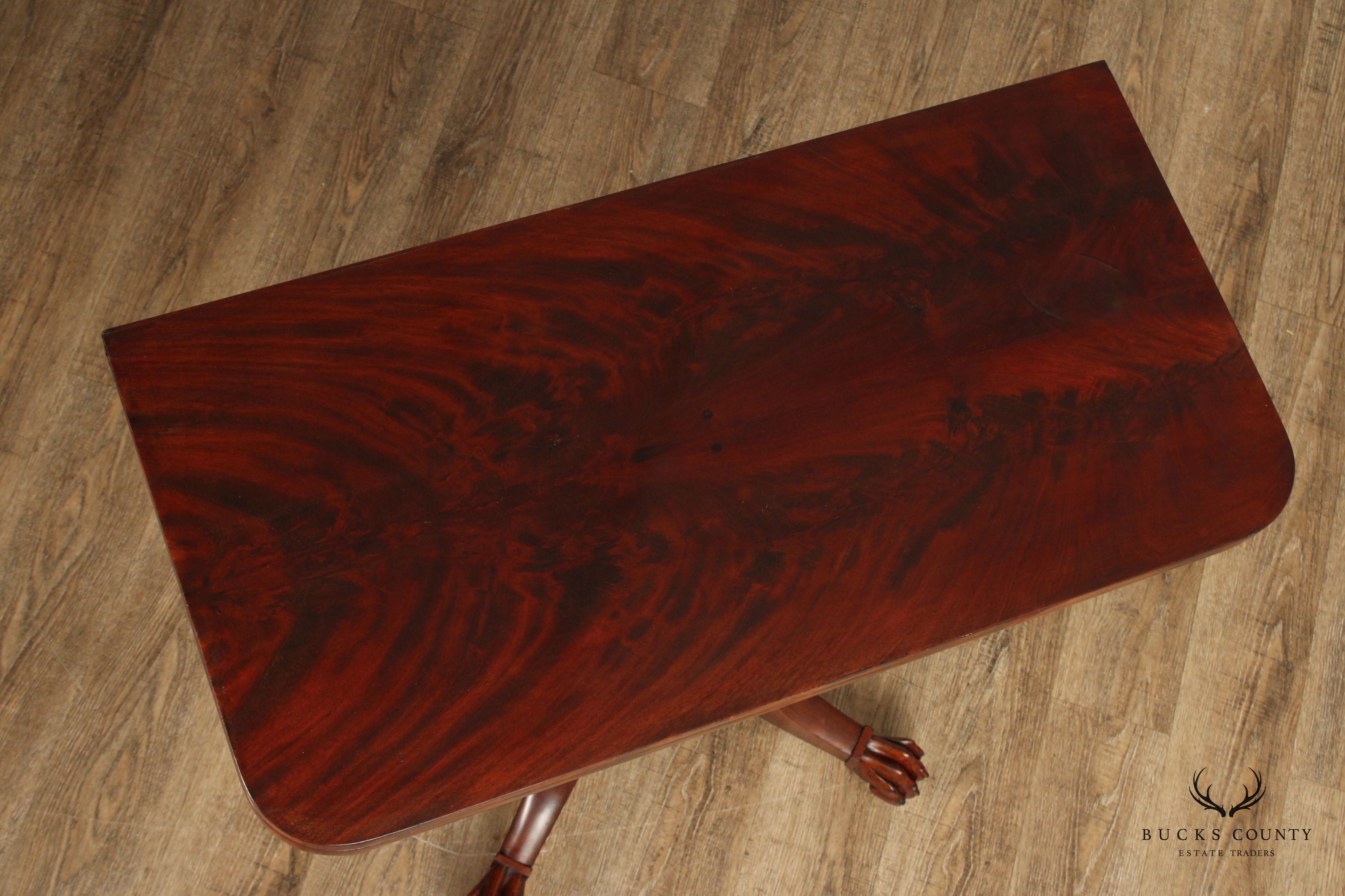 American Classical Antique Mahogany Paw Foot Card Table