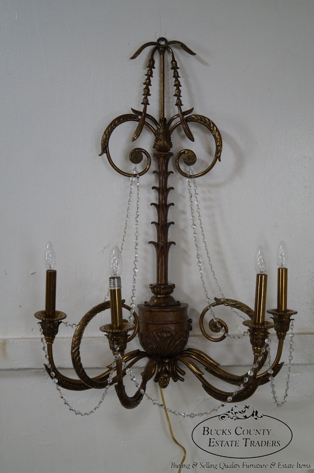 Maitland Smith Brass Regency Style Electrified Wall Sconce