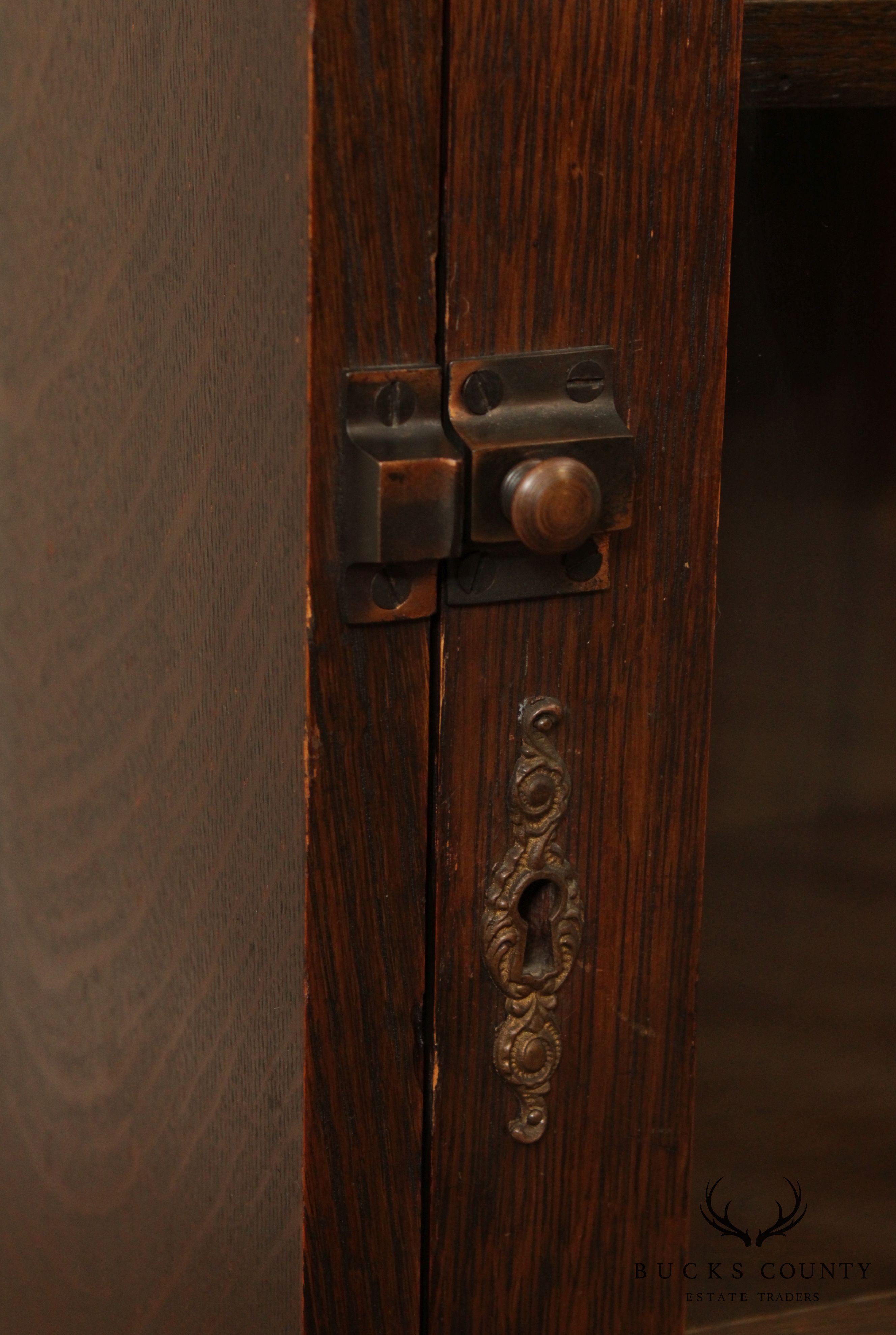 Antique Mission Oak Single Door Bookcase