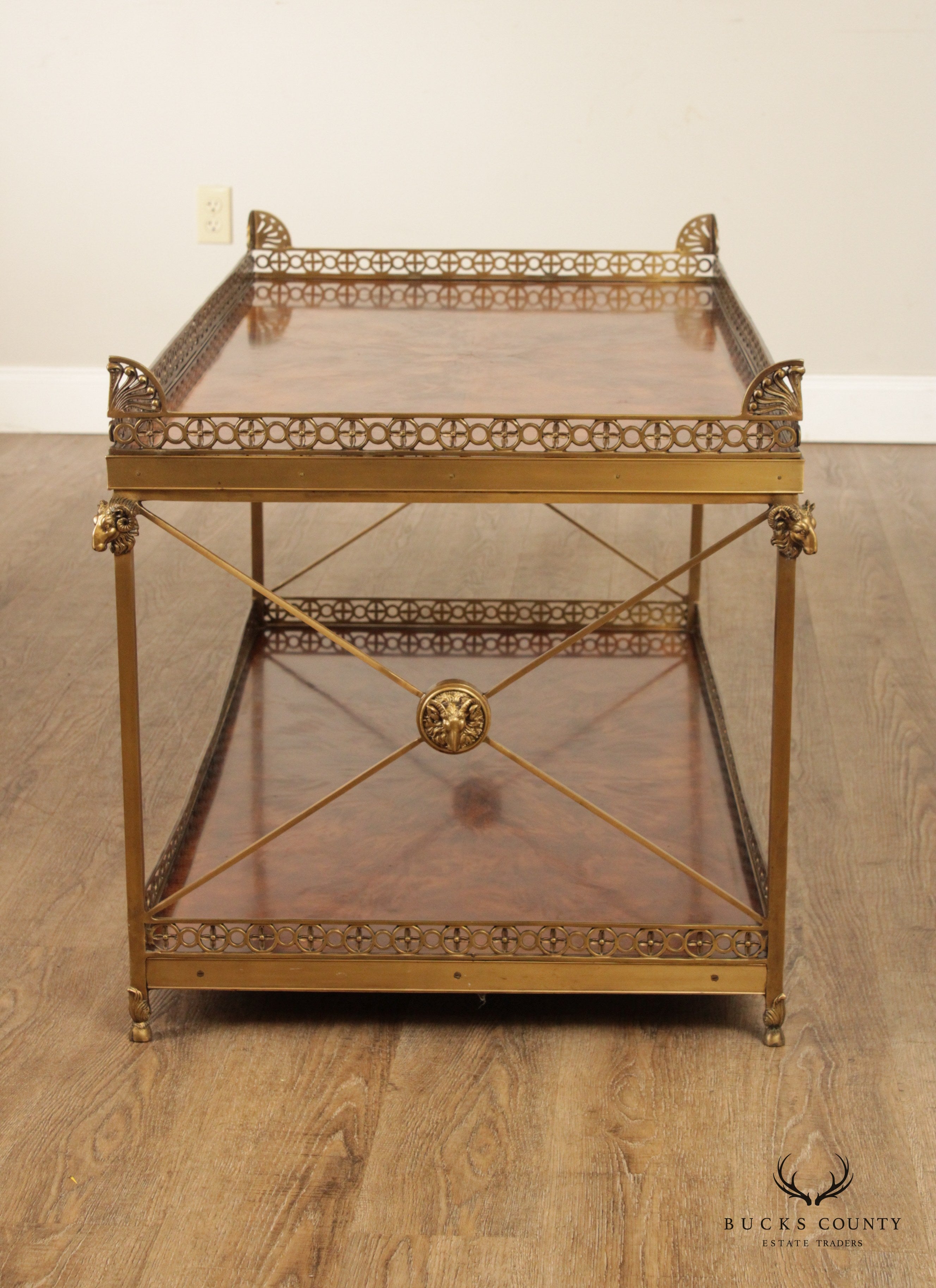 Theodore Alexander 'Althorp' Regency Style Mahogany and Brass Two Tier Coffee Table