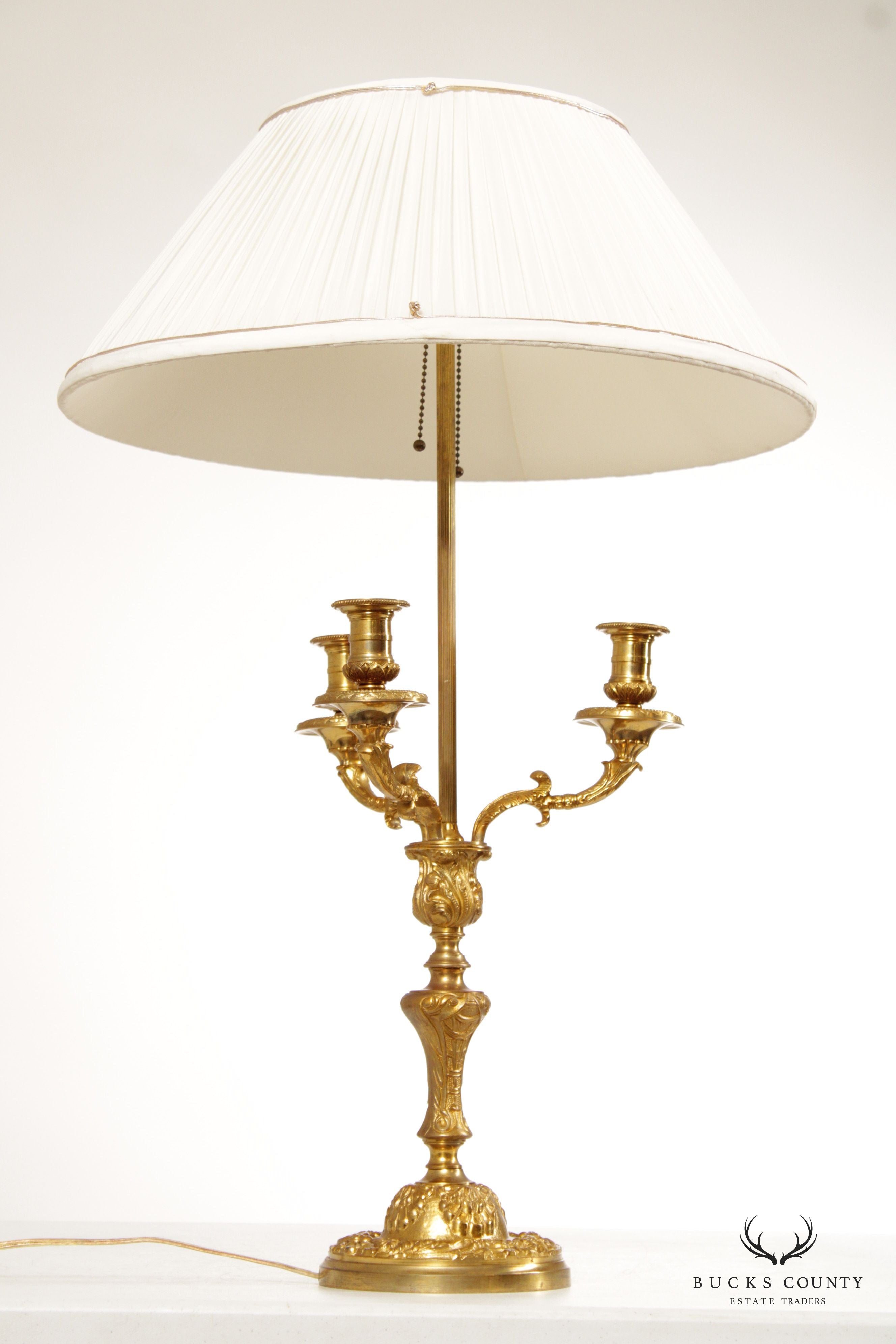 Quality French Louis XV Style Bronze Bouillotte Lamp