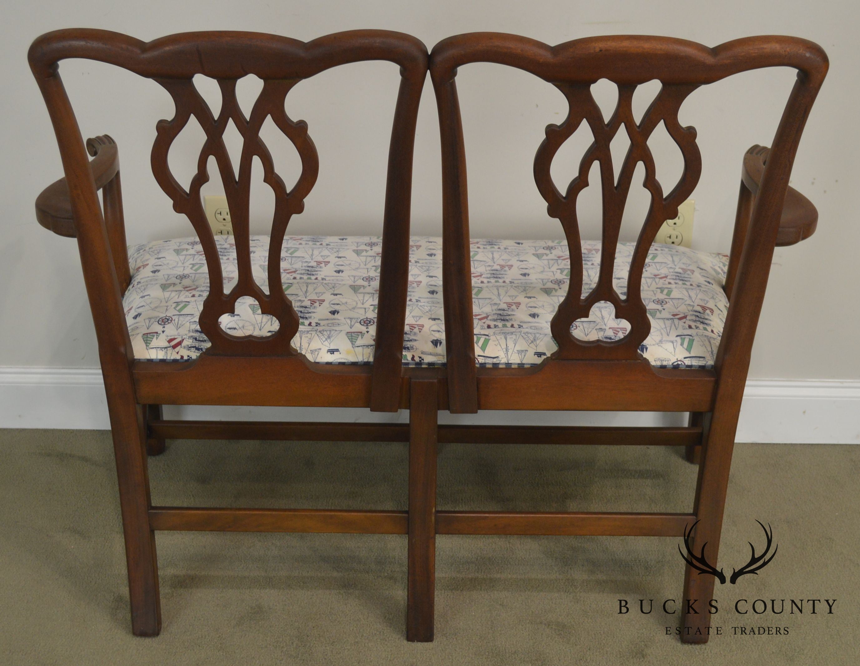 Kittinger Chippendale Style Mahogany Double Back Settee B