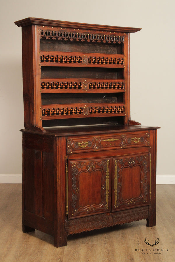 French Antique 19th C. Walnut Vaisellier Cupboard