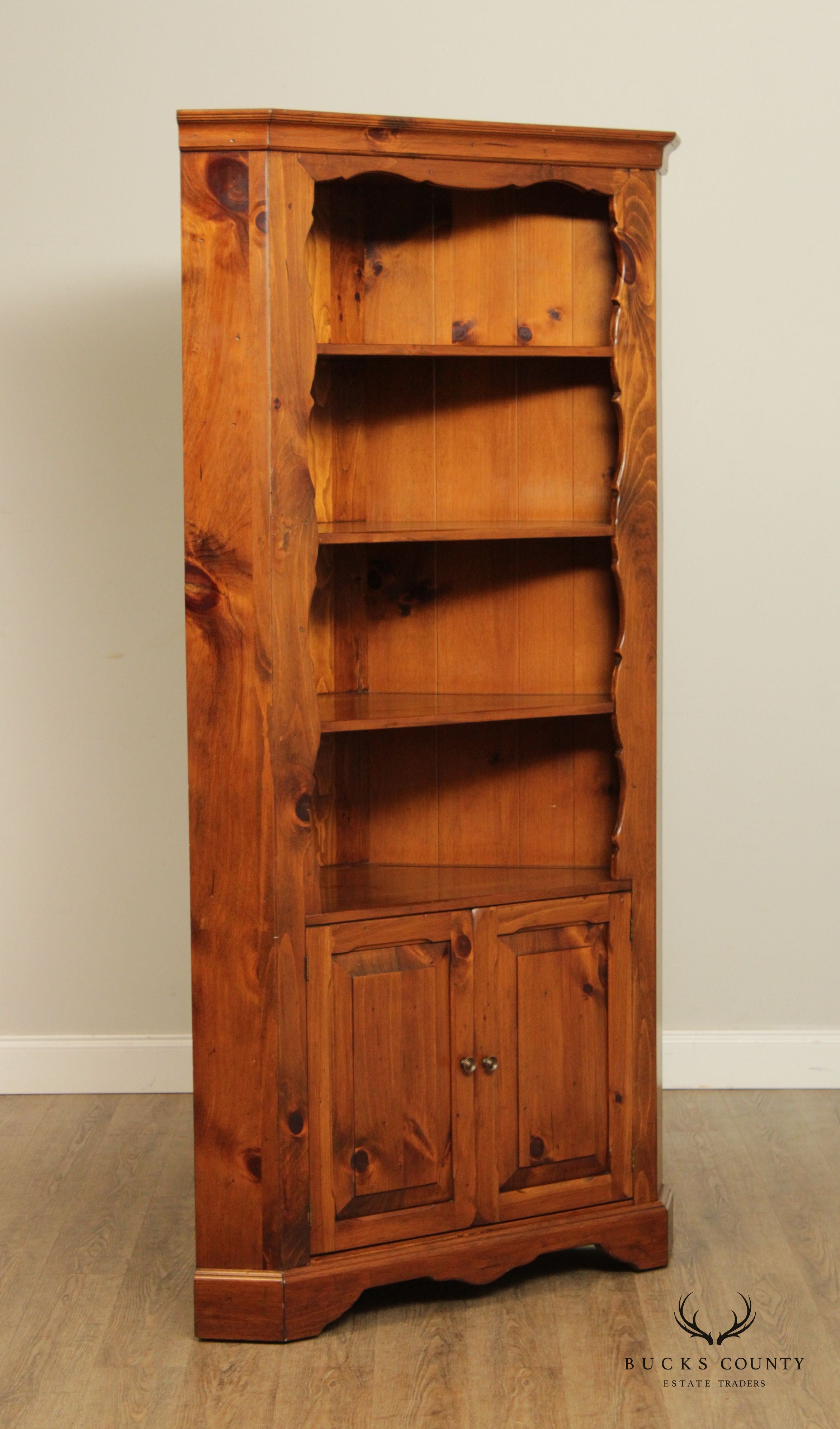 Plymwood Early American Style Pine Corner Cupboard