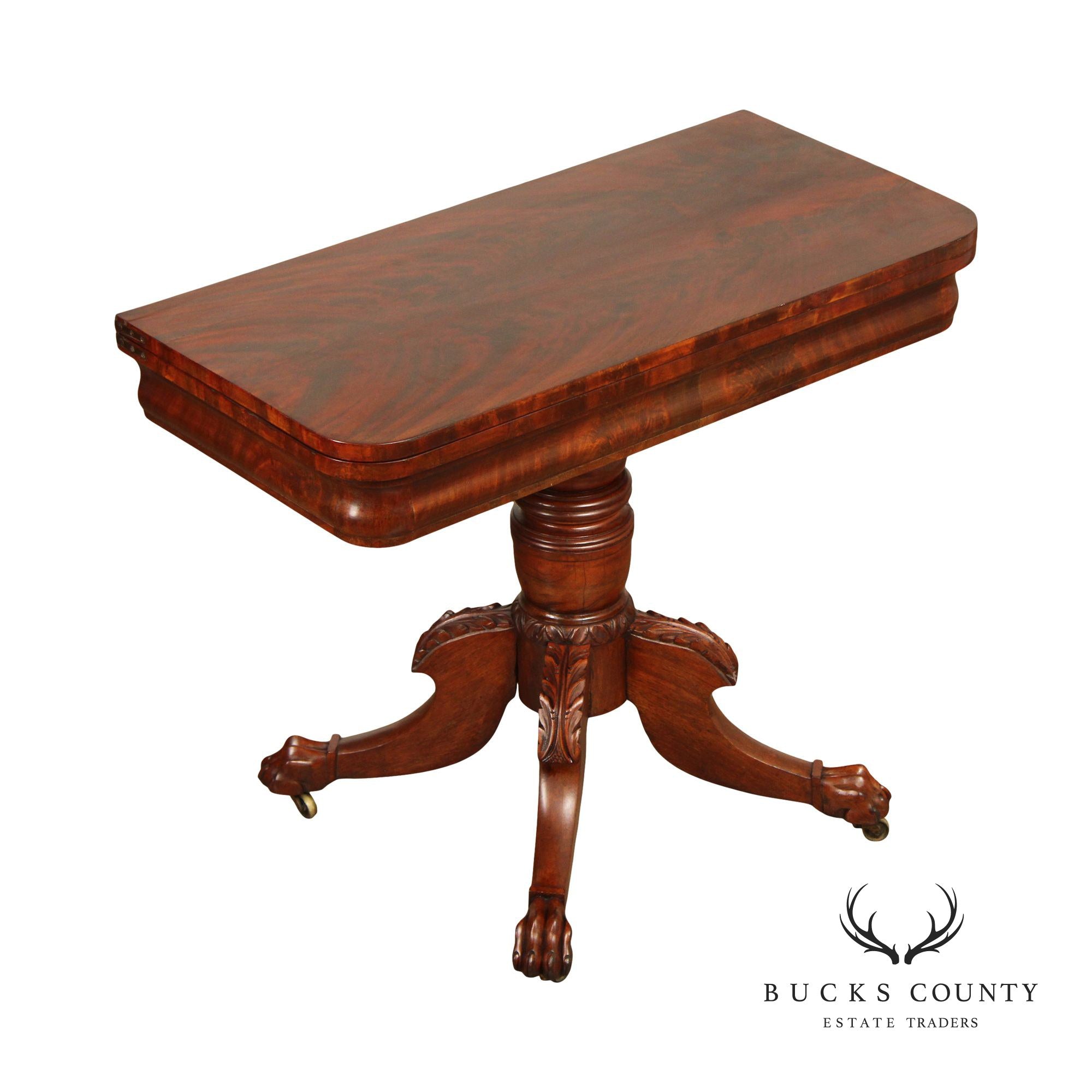 American Classical Antique Mahogany Paw Foot Card Table