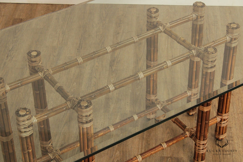 McGuire Rectangular Glass Top Bamboo Dining Table