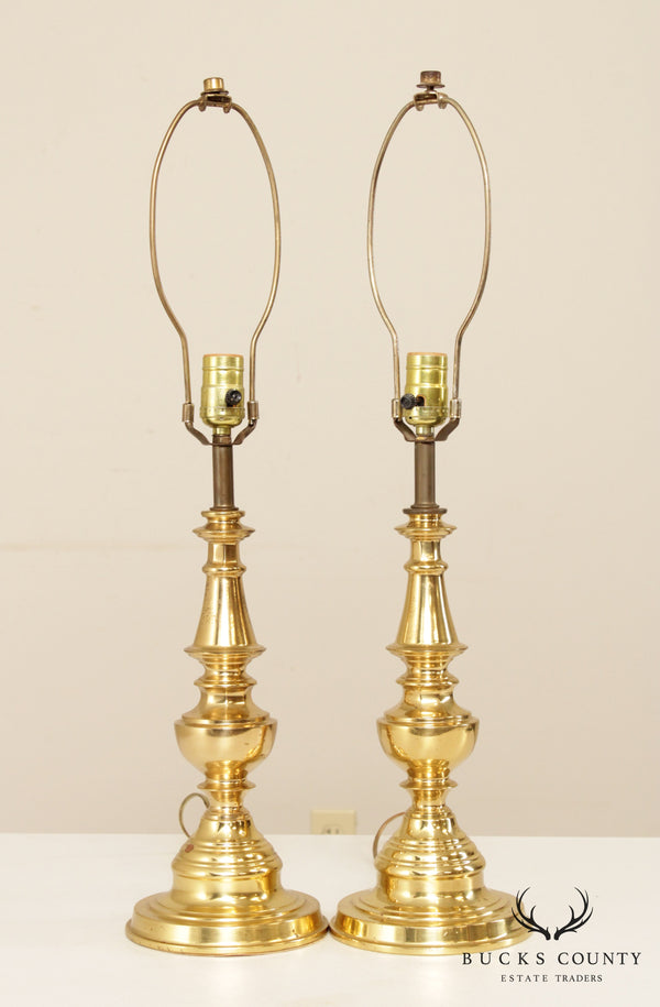 Vintage Turned Column Brass Lamps