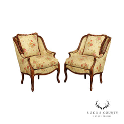 Hickory Chair French Louis XV Style Pair of Mahogany Bergere Armchairs