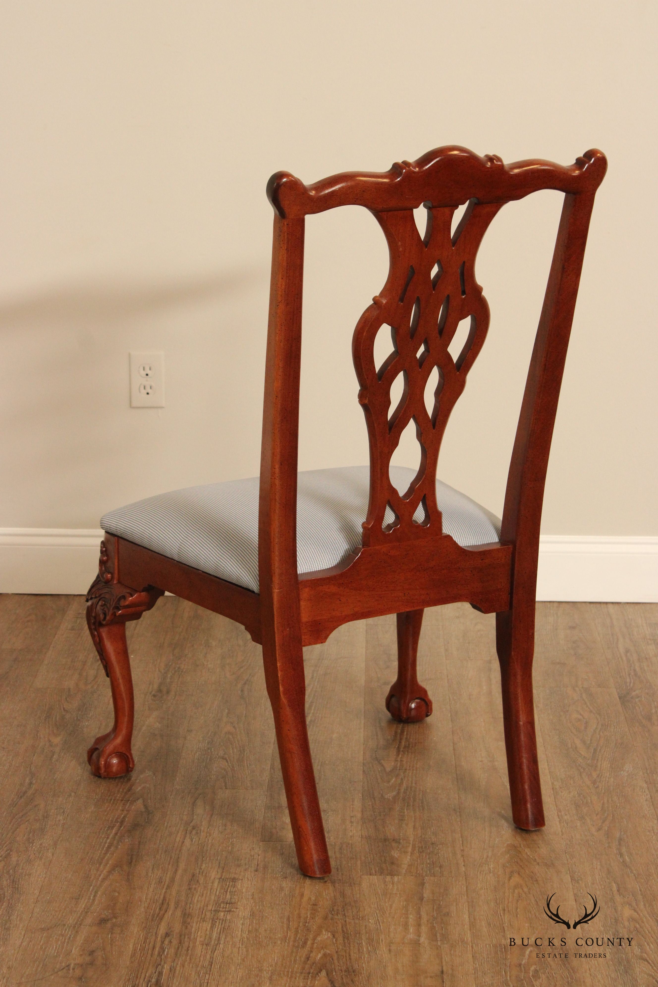 Stanley Chippendale Style Set of Eight Mahogany Ball and Claw Dining Chairs