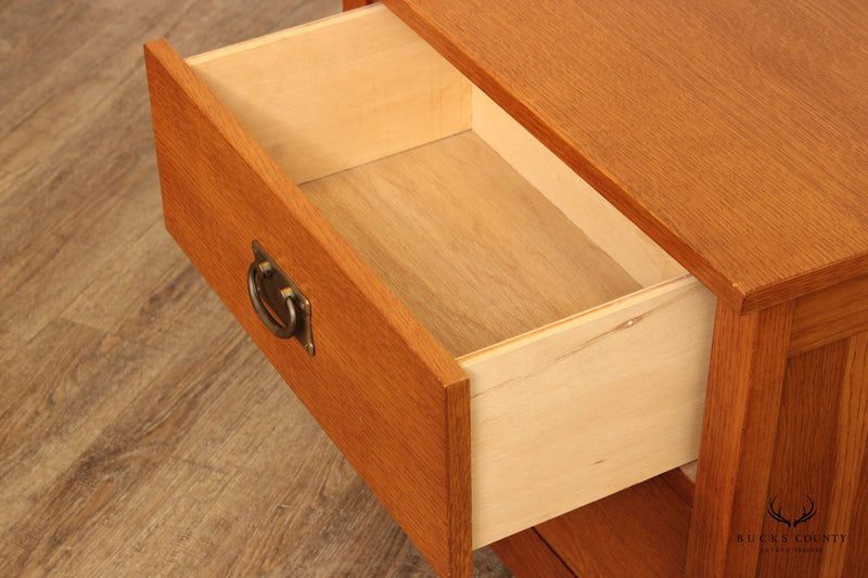 Mission Style Oak Two-Drawer Nightstand Chest