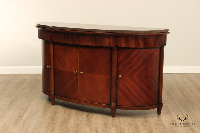 Bernhardt French Style Mahogany Granite Top Demilune Sideboard Buffet