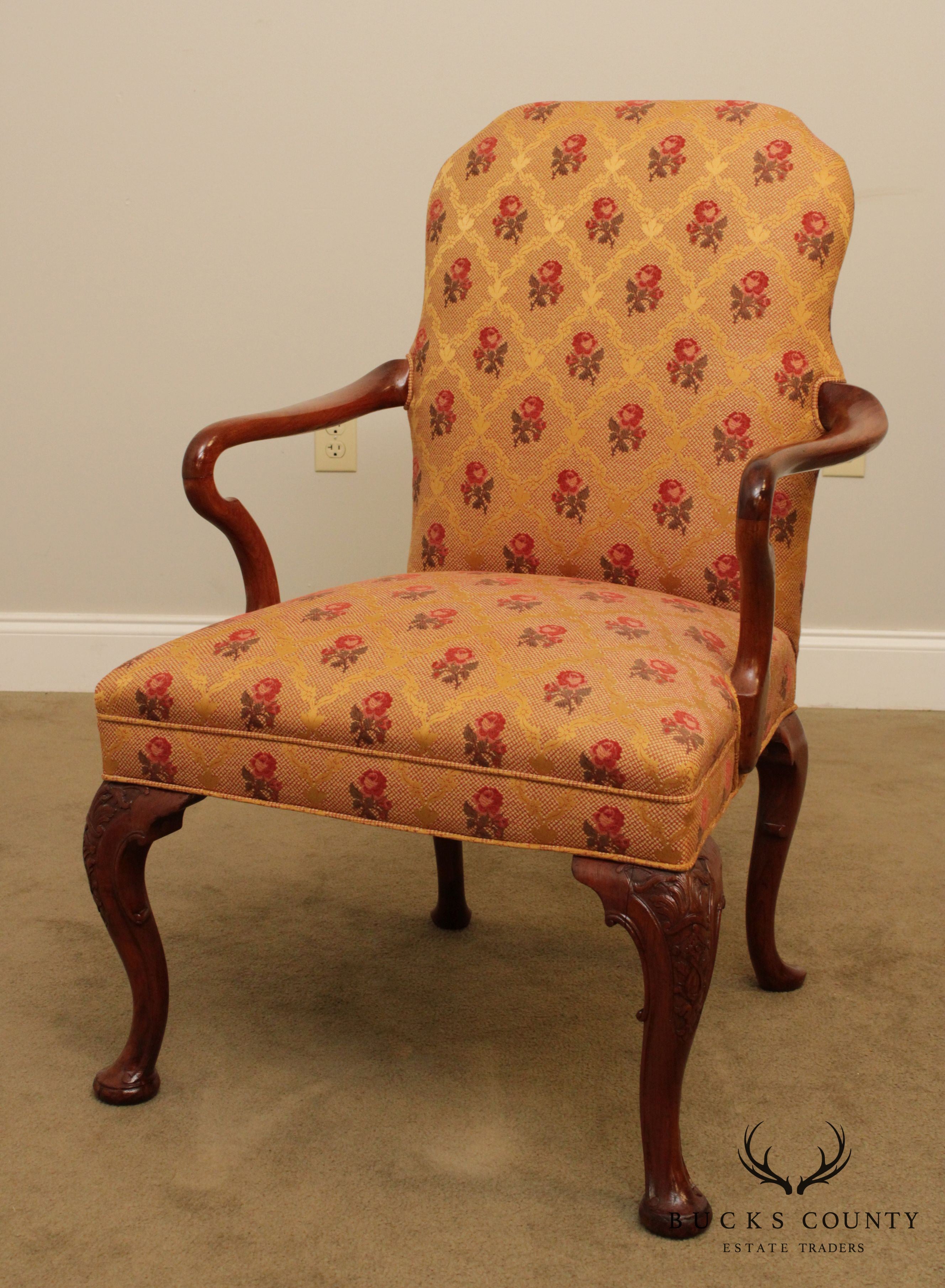 Queen Anne Style Custom Quality Vintage Walnut Armchair