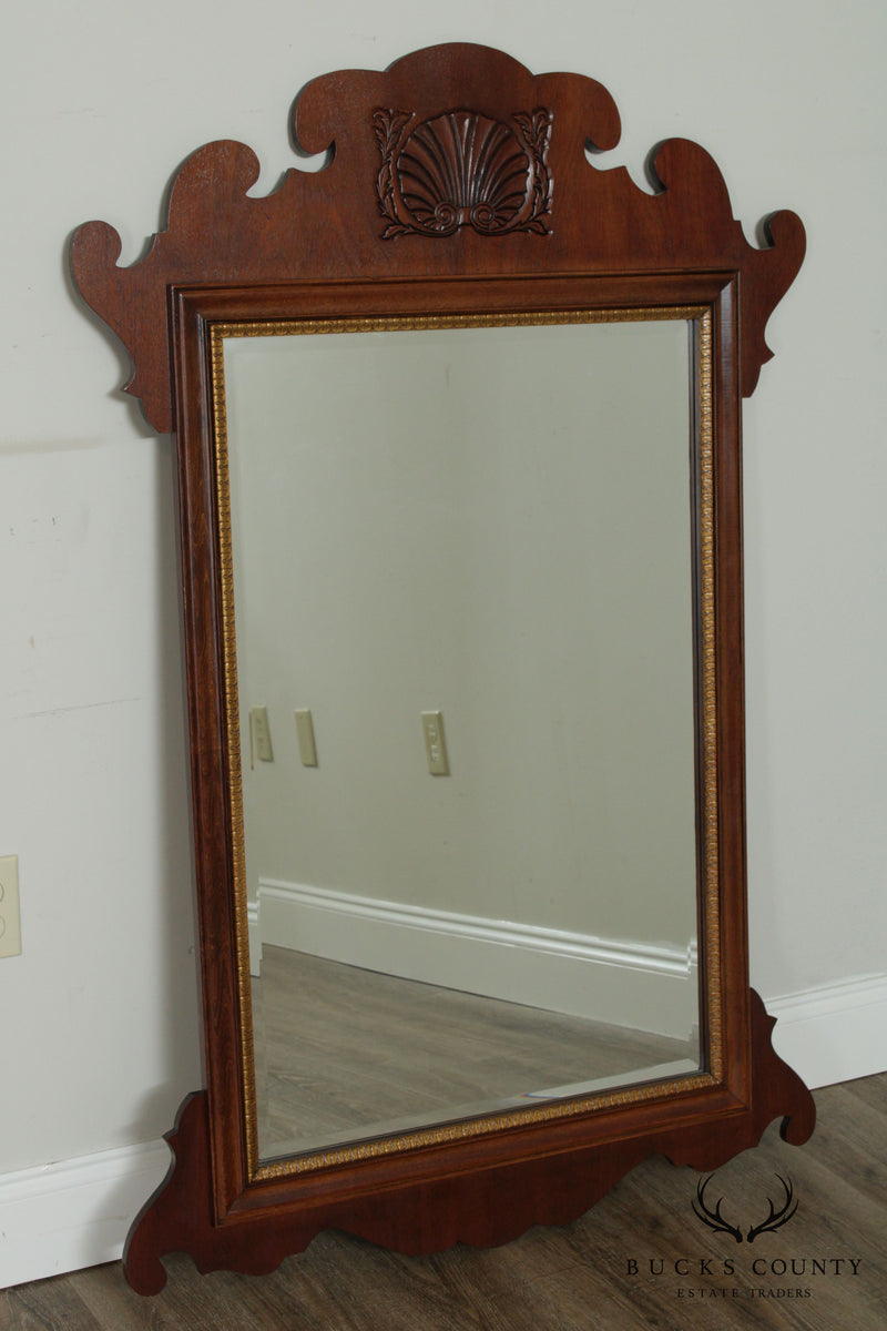 Chippendale Style Walnut Frame Beveled Wall Mirror