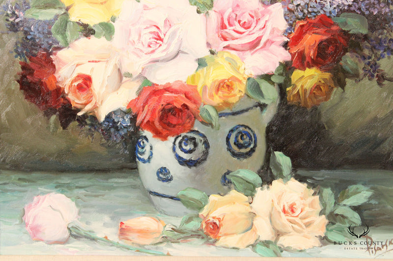 Floral Arrangement Still Life Oil Painting, Signed 'Pisarski'