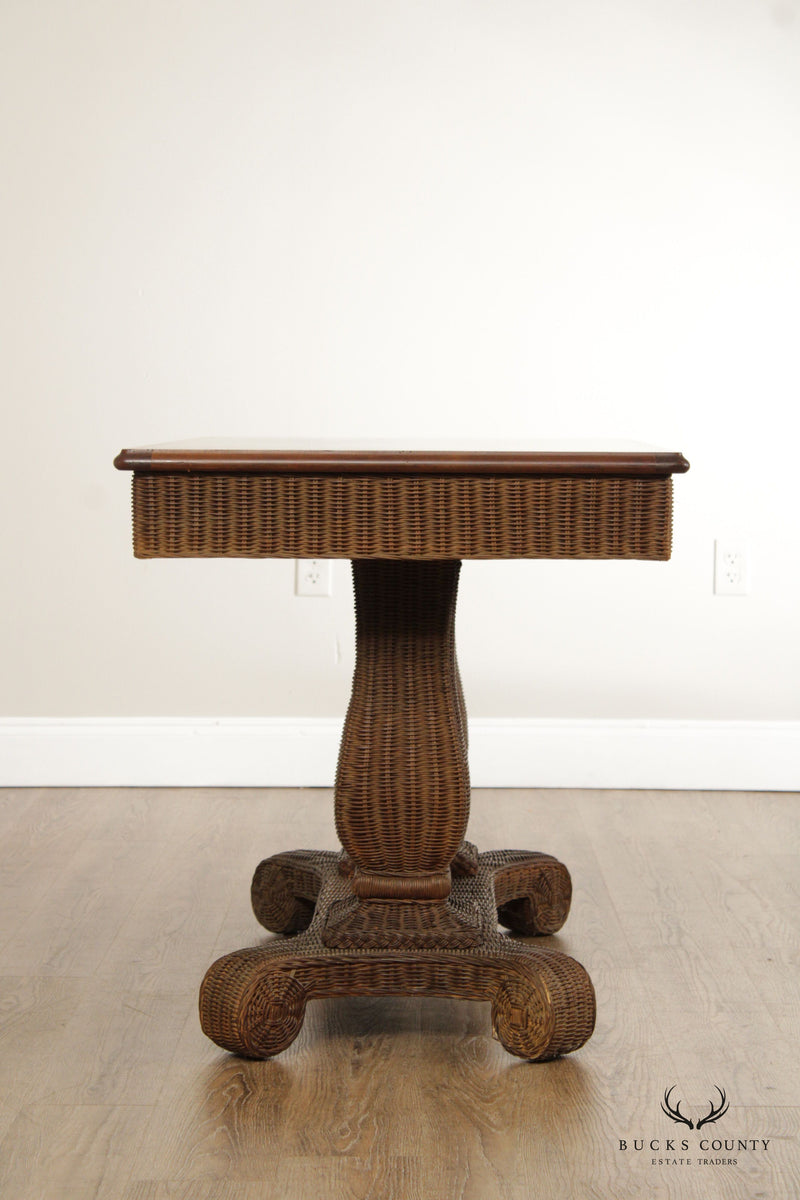 Hickory Chair Vintage Victorian Style Wicker Base Library Table Bucks