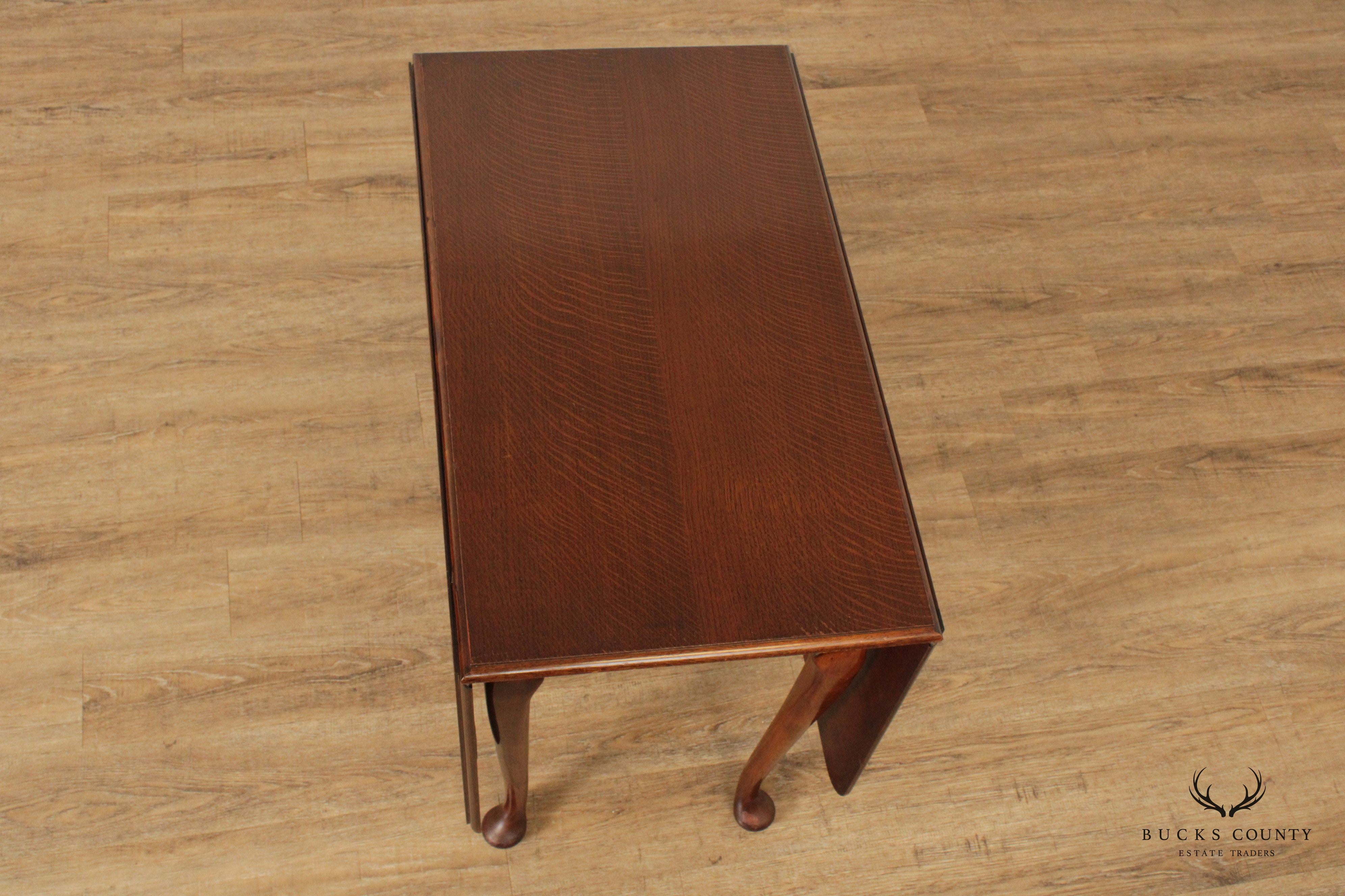 Sutcliffe of Todmorden Queen Anne Style English Oak Drop-Leaf Table