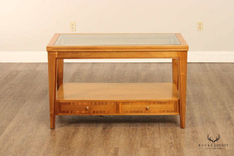 Transitional Two-Tier Glass Top Tall Coffee Table