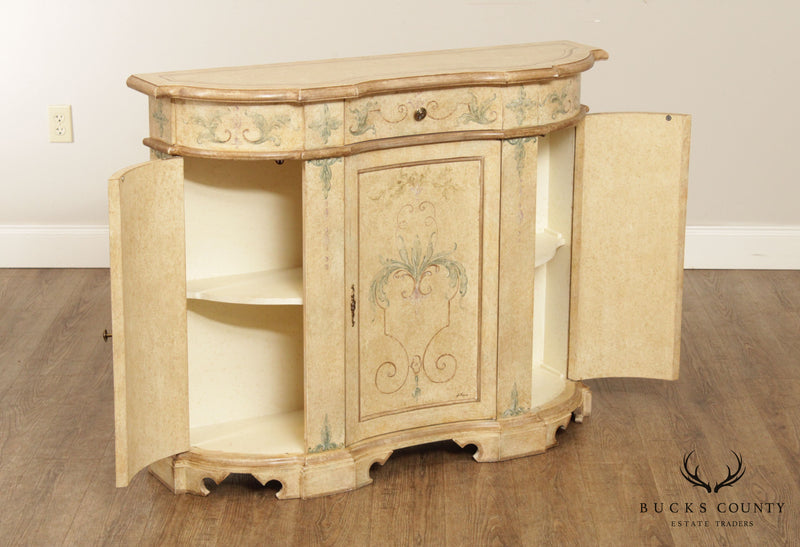 Italian Venetian Hand Painted Serpentine Front Console