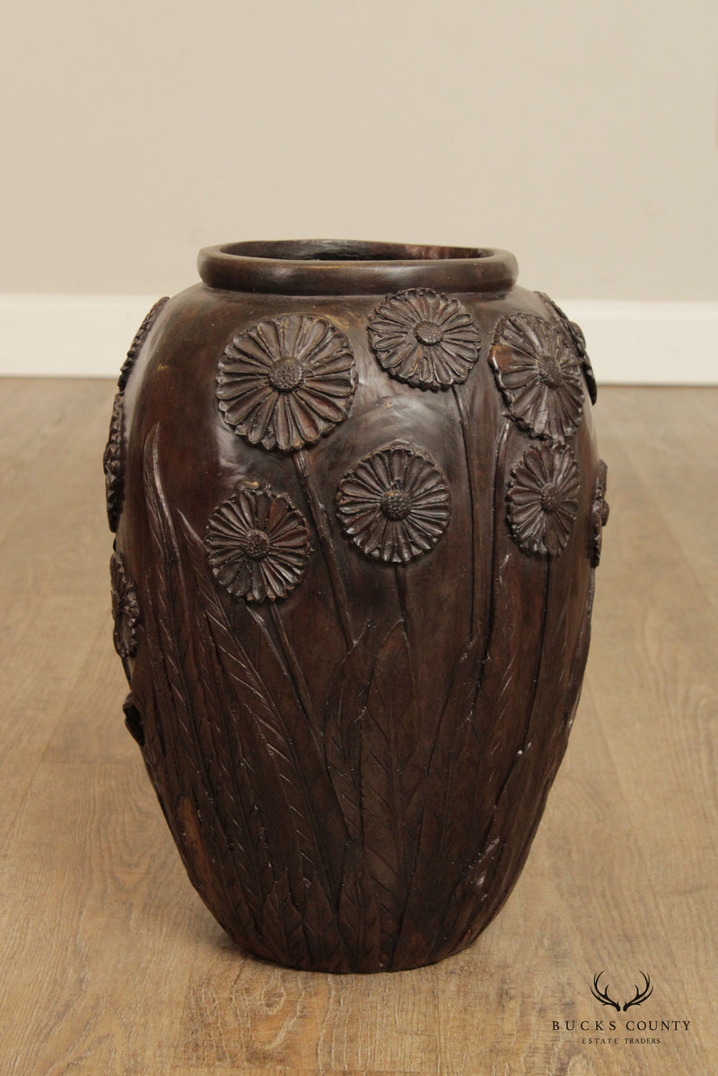 Maitland Smith Meiji Style  Floral Bronze Vase