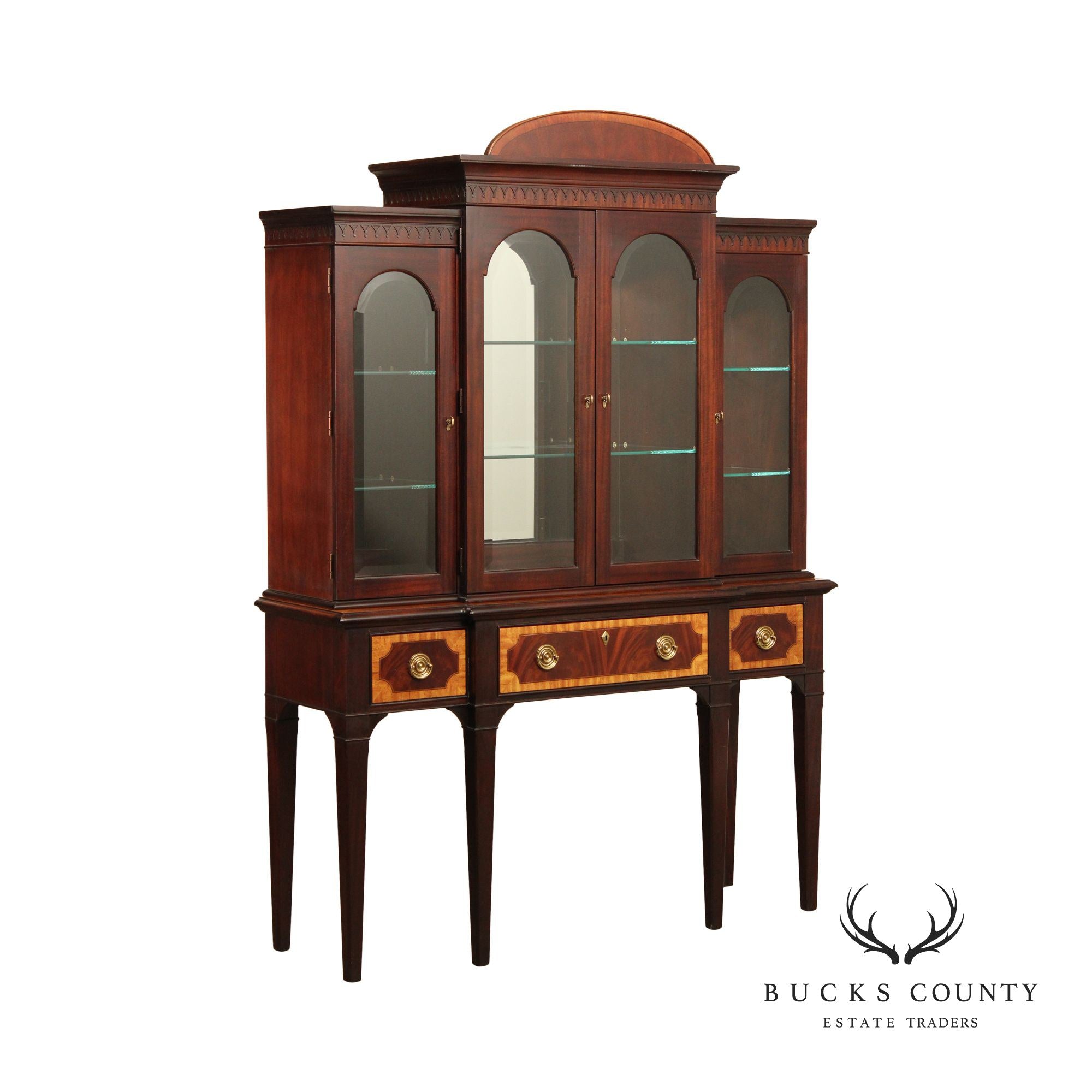 Hickory White Federal Style Inlaid Mahogany Display Cabinet